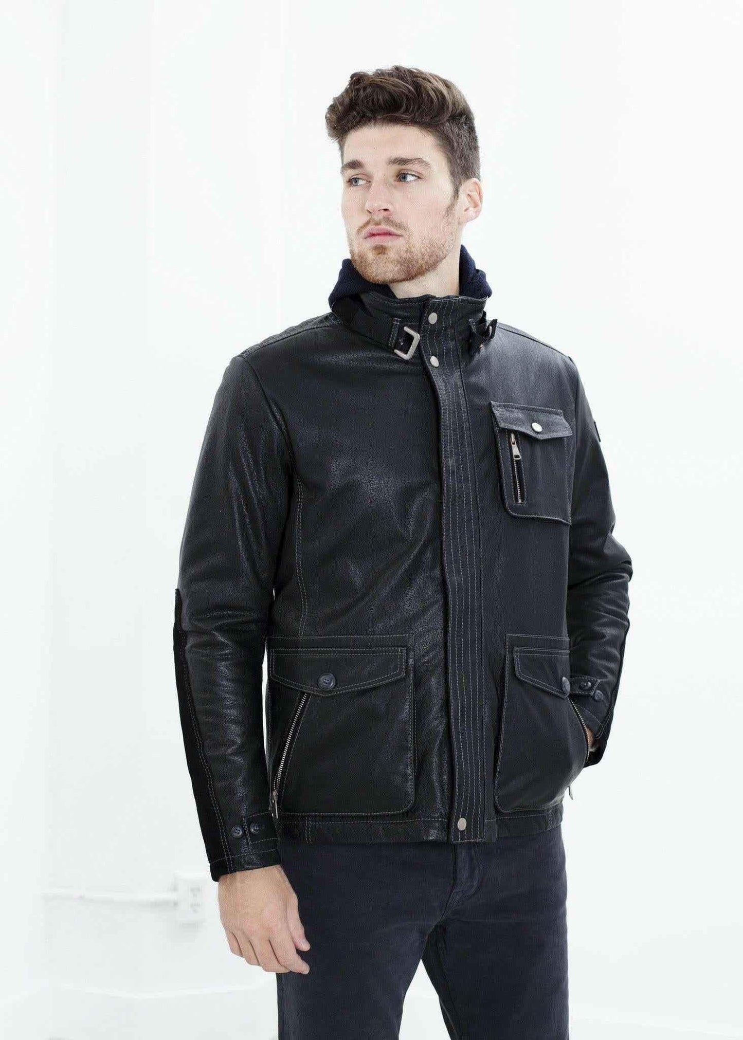 Prince Leather Field Jacket in Meteor.