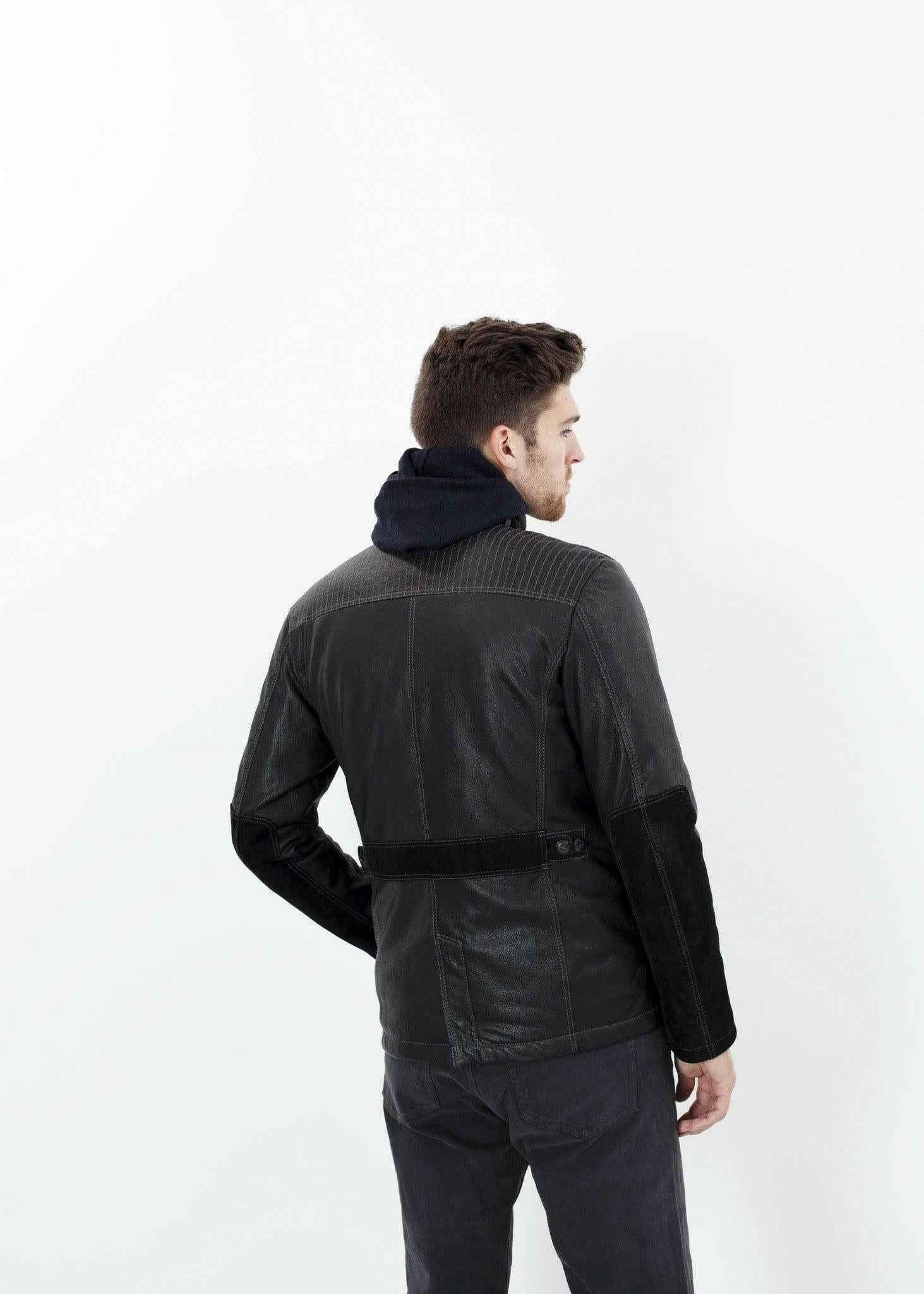 Prince Leather Field Jacket in Meteor.