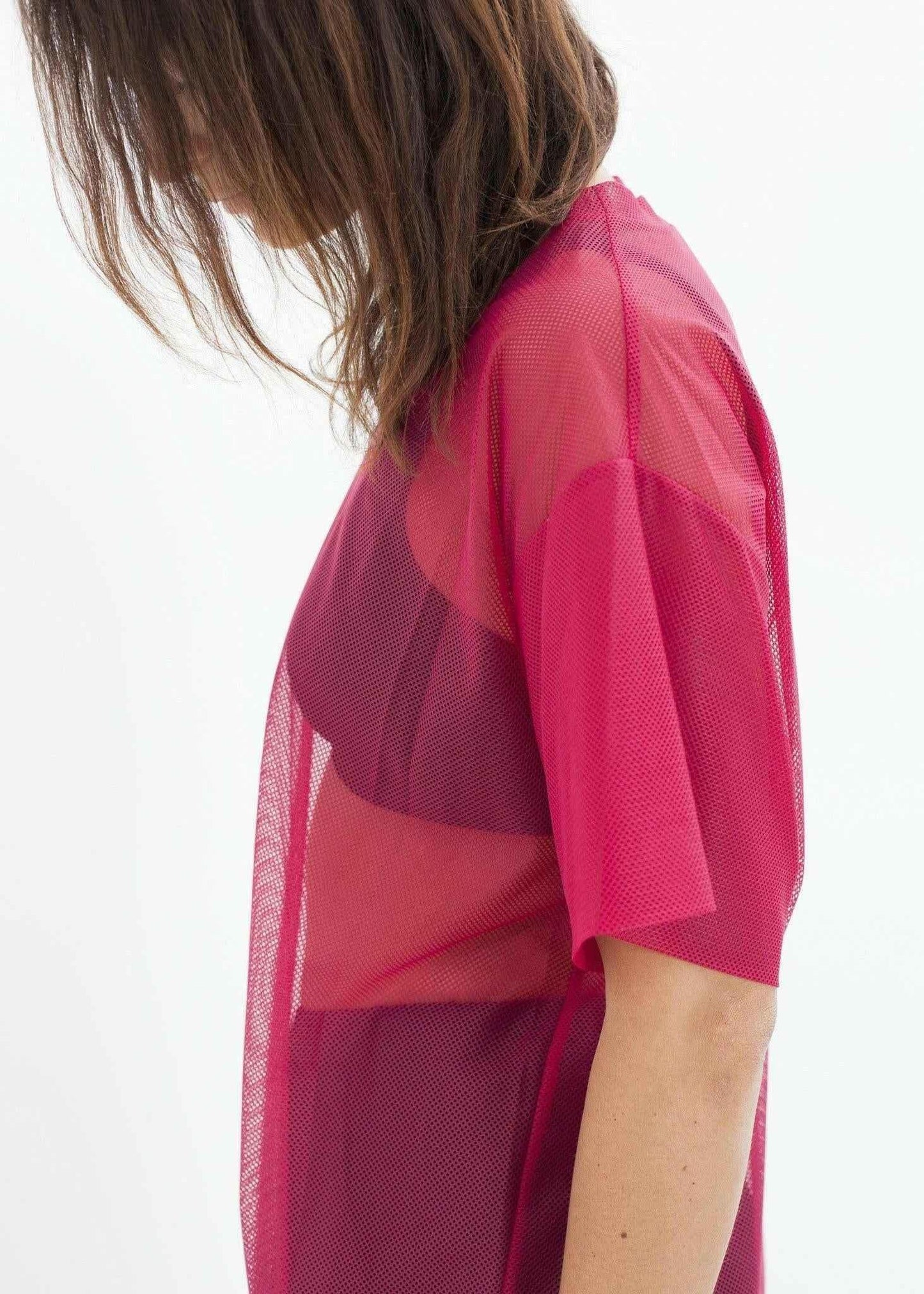 Mesh Over Dress in Pink.