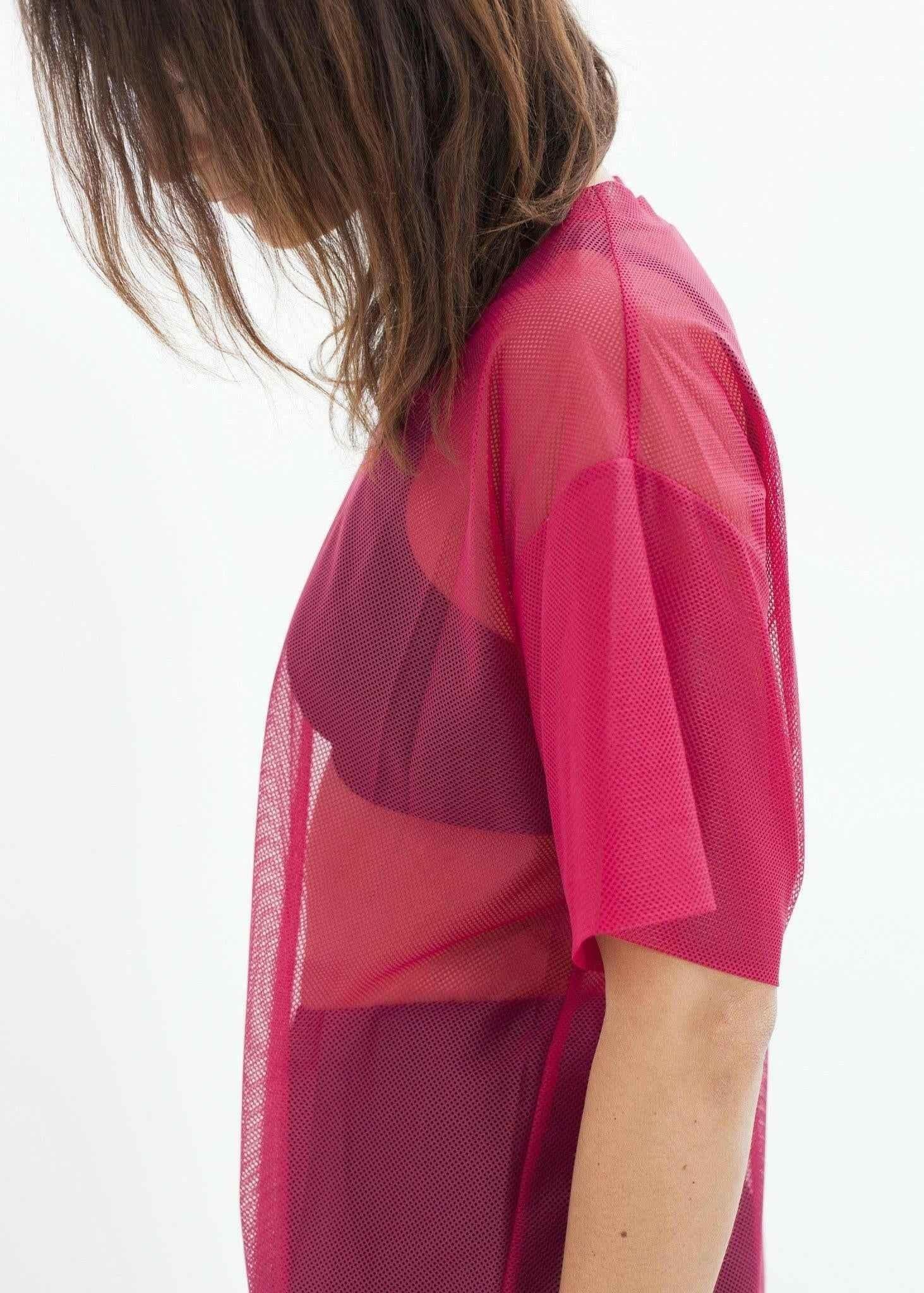 Mesh Over Dress in Pink.