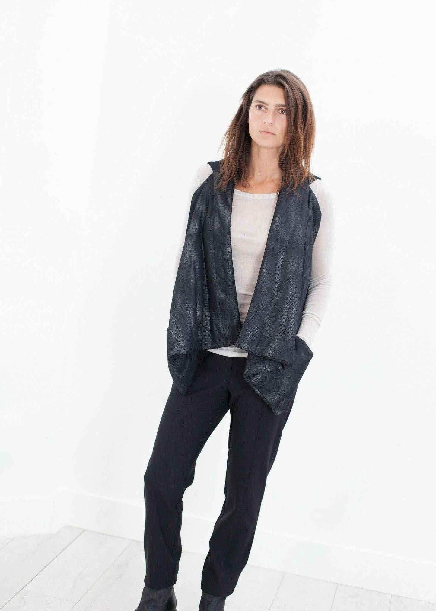 Quilted Mesh Waistcoat in Black/White.
