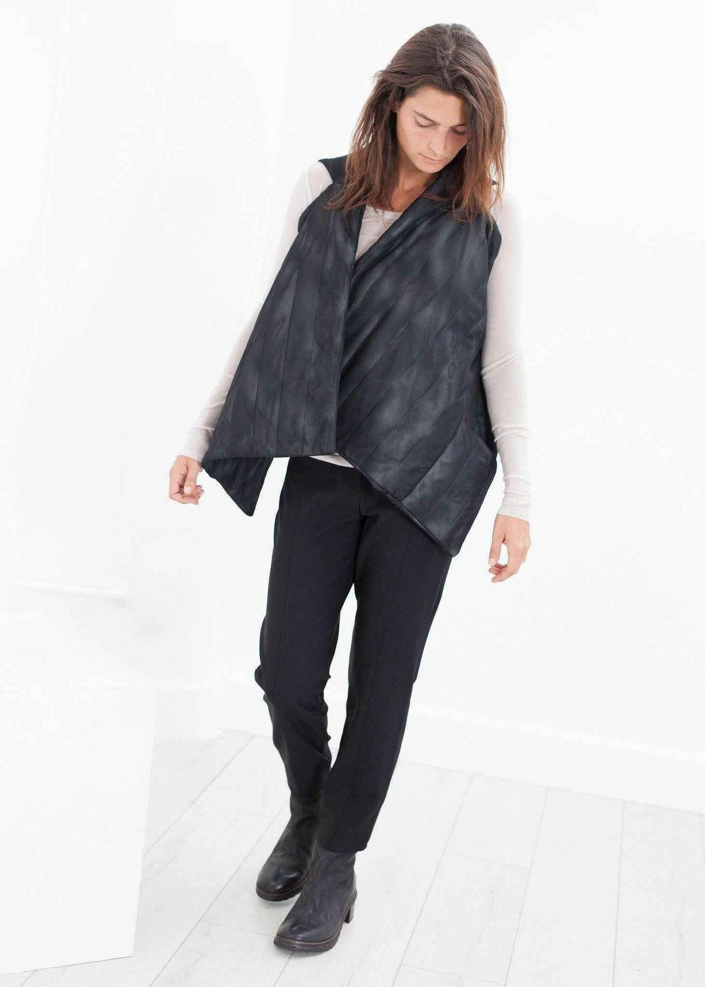 Quilted Mesh Waistcoat in Black/White.