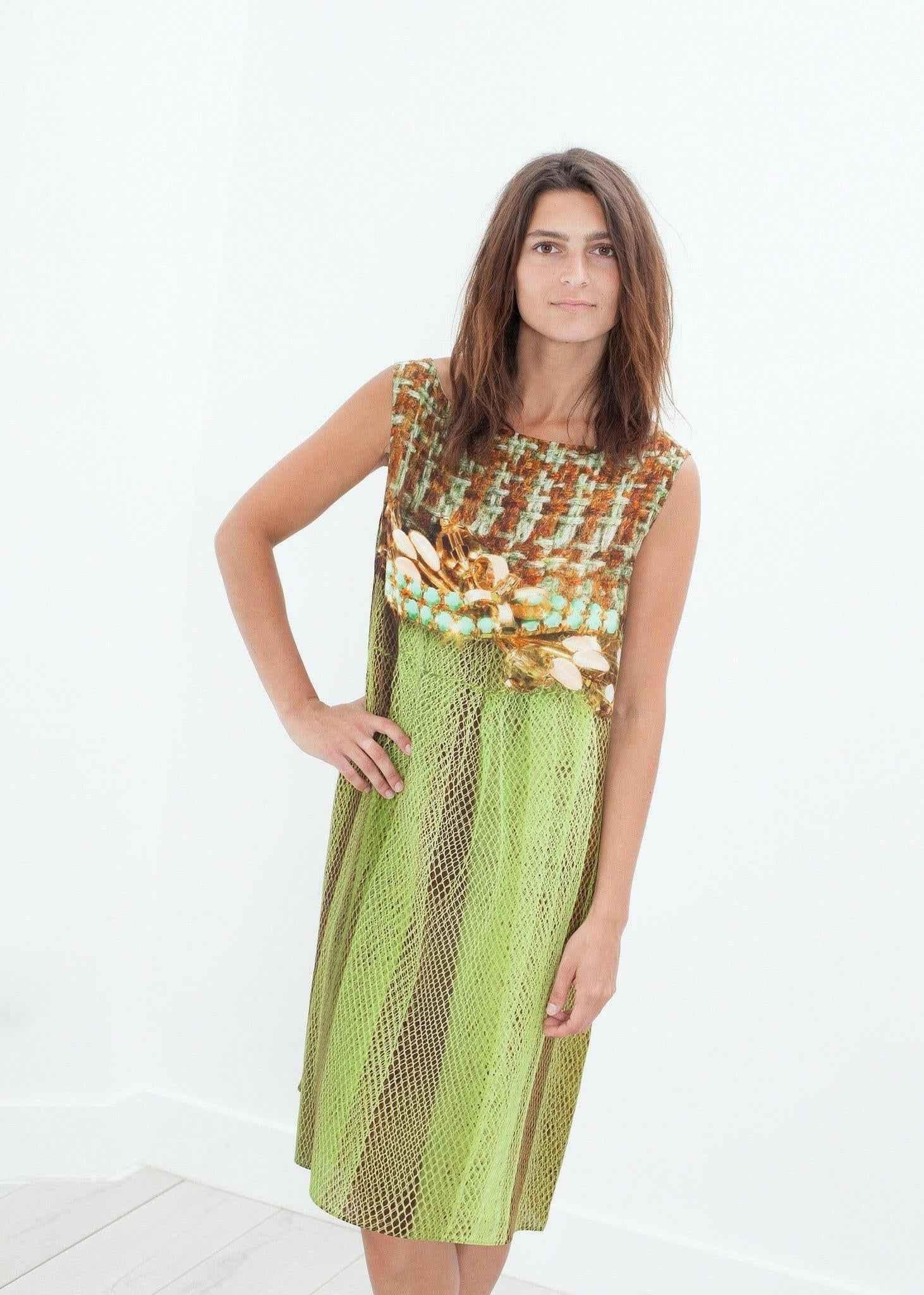 Silk Shift in Tweed and Net.
