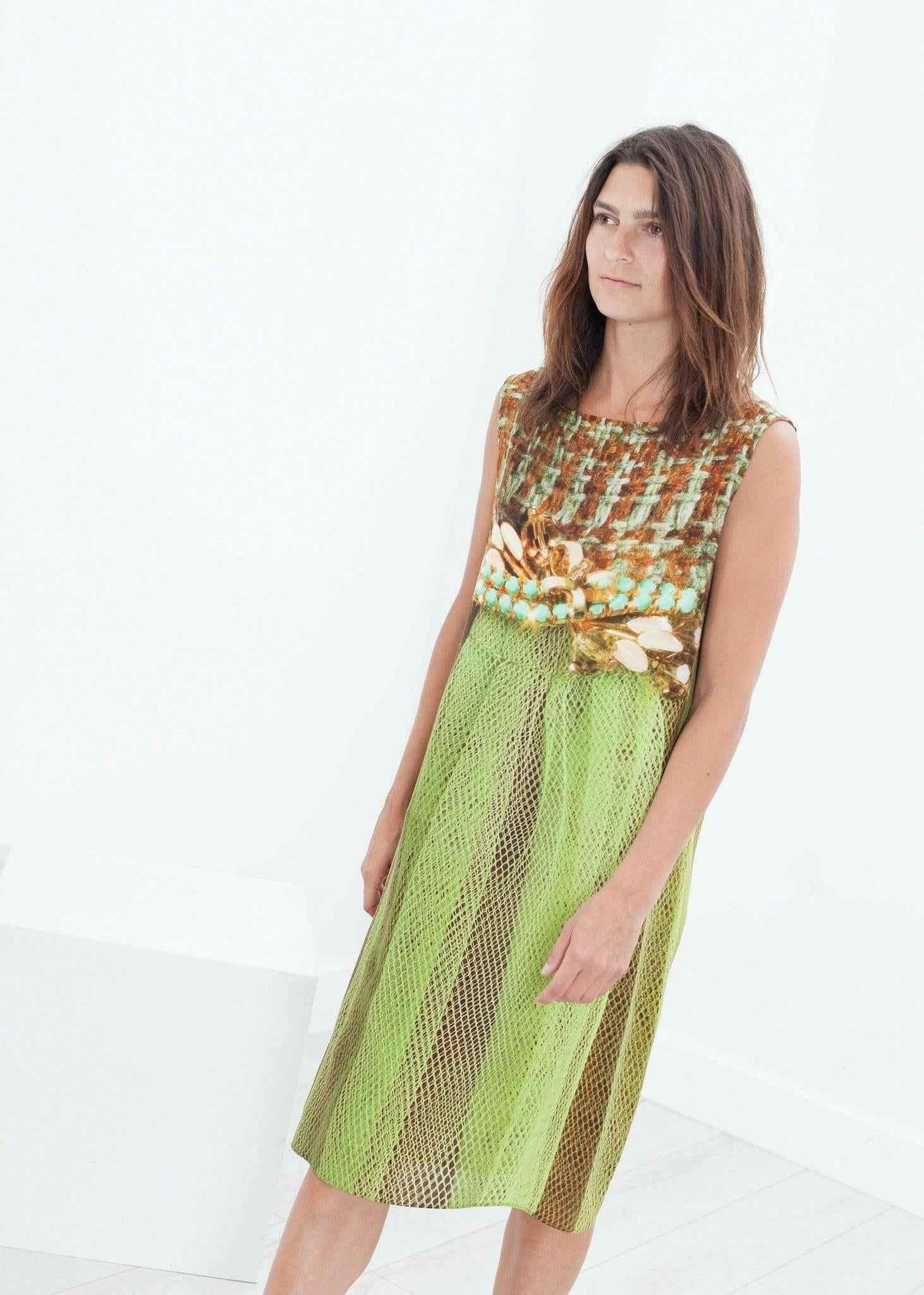 Silk Shift in Tweed and Net.
