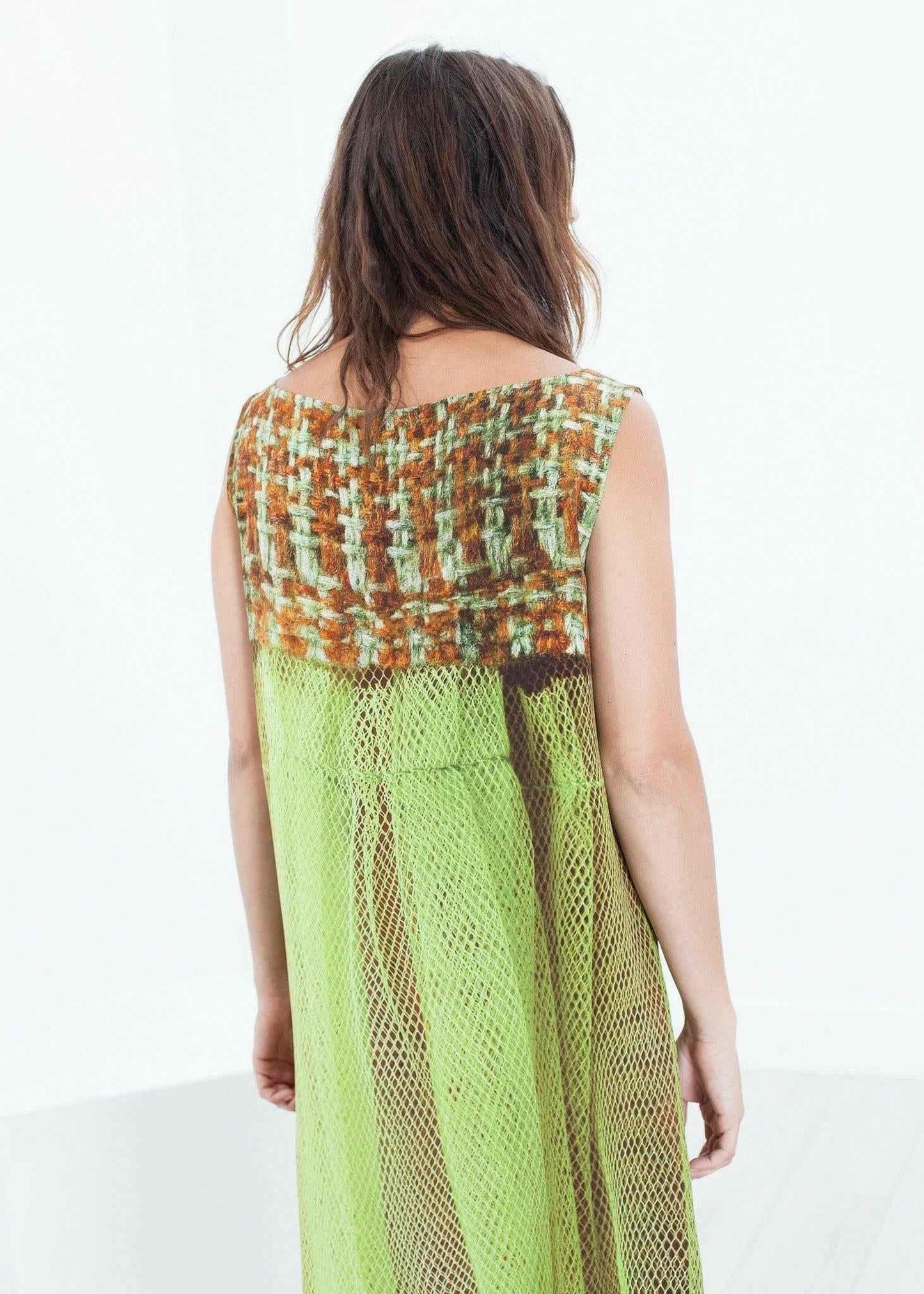 Silk Shift in Tweed and Net.