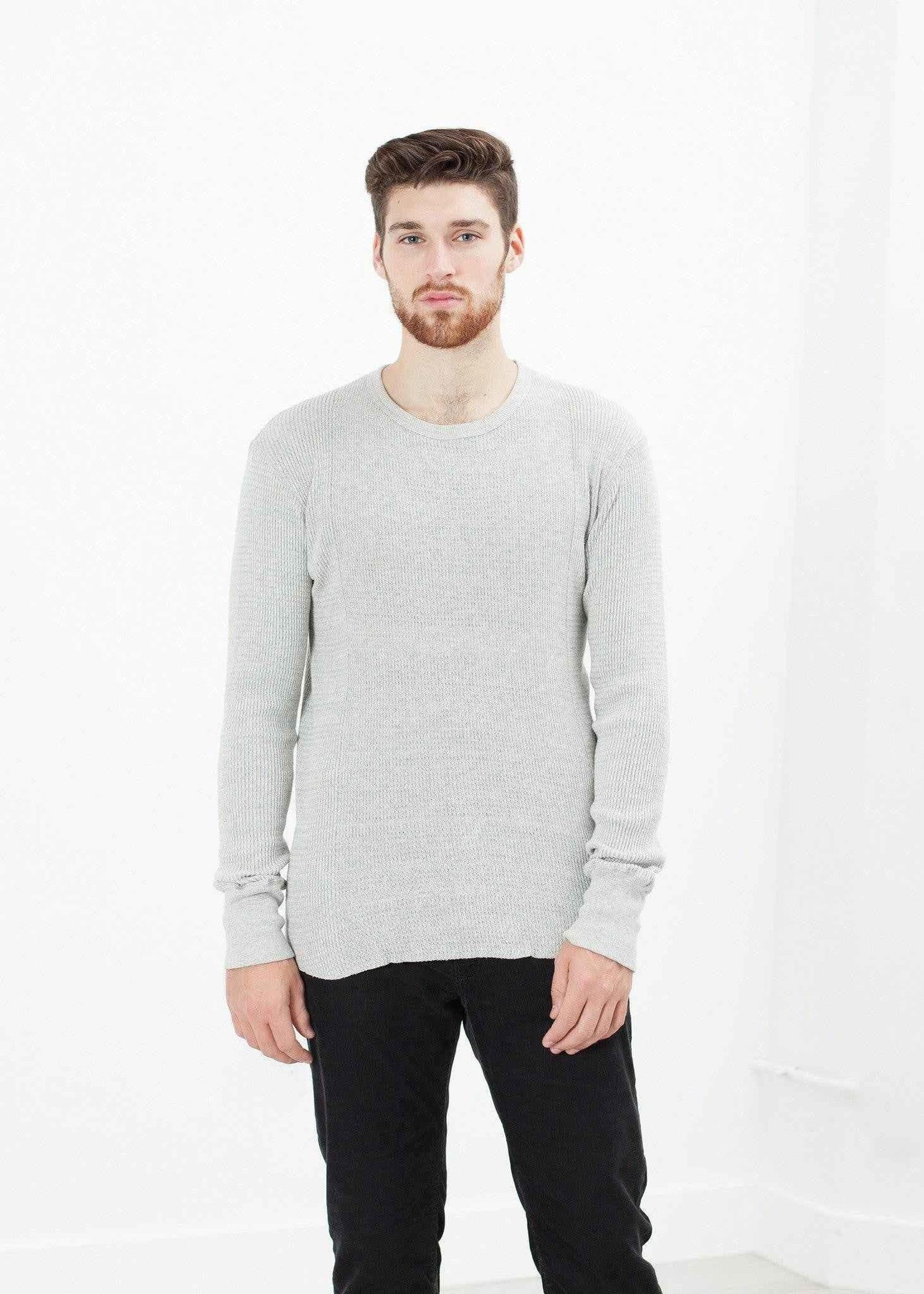 Waffle Knit Long Sleeve Tee.