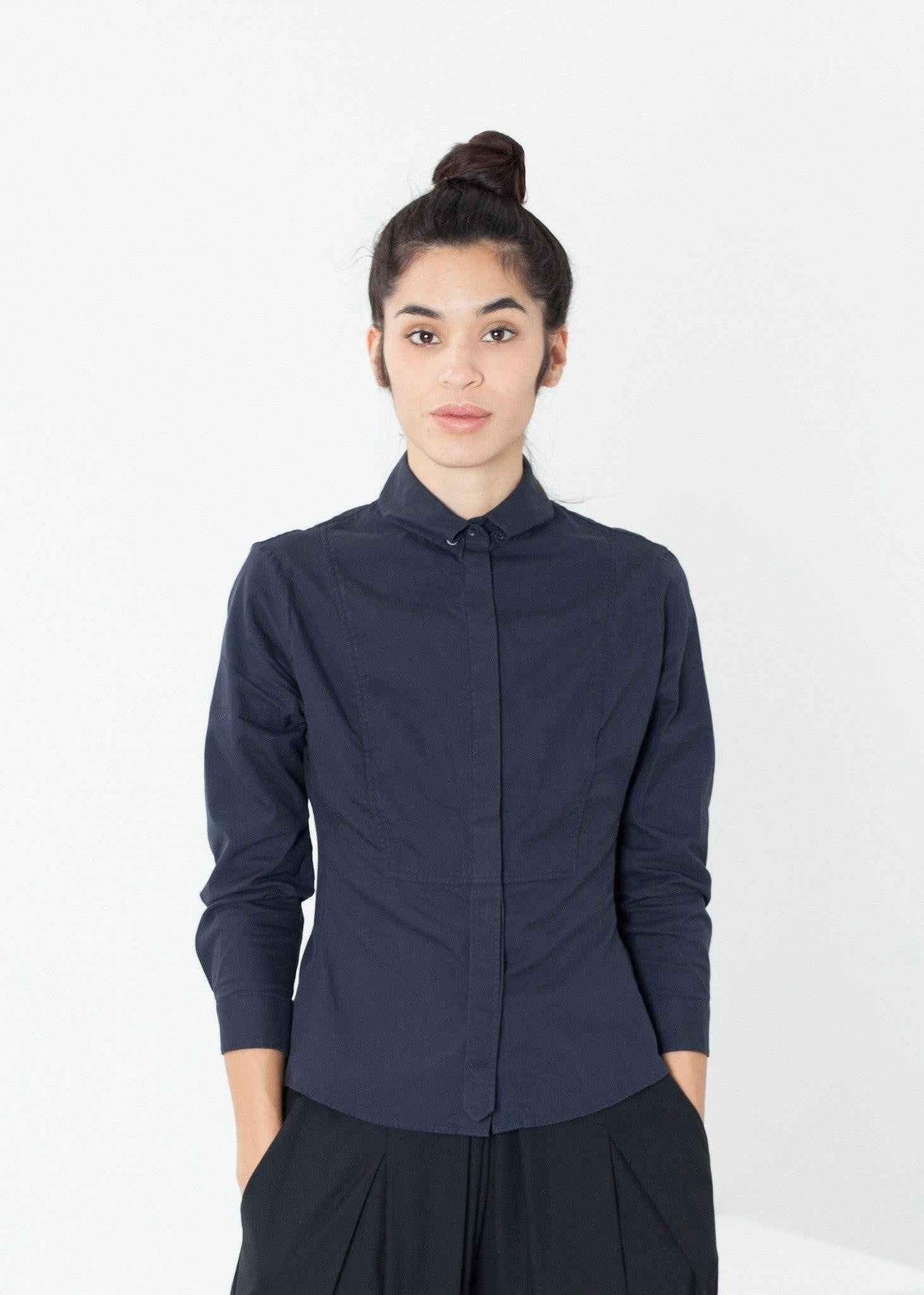 Wrinkled Tux Shirt in Navy.