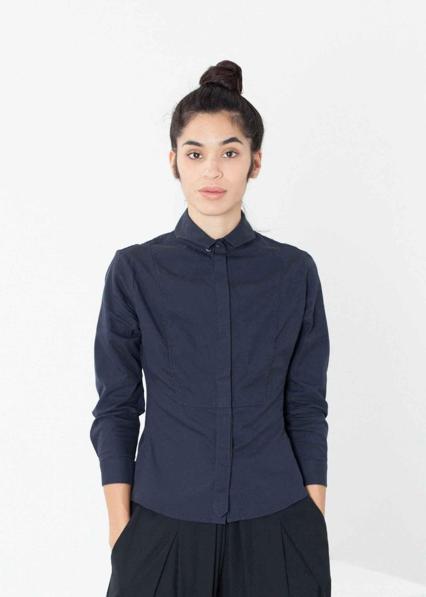 Wrinkled Tux Shirt in Navy.