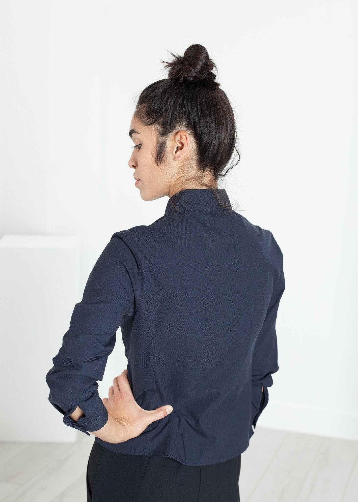 Wrinkled Tux Shirt in Navy.