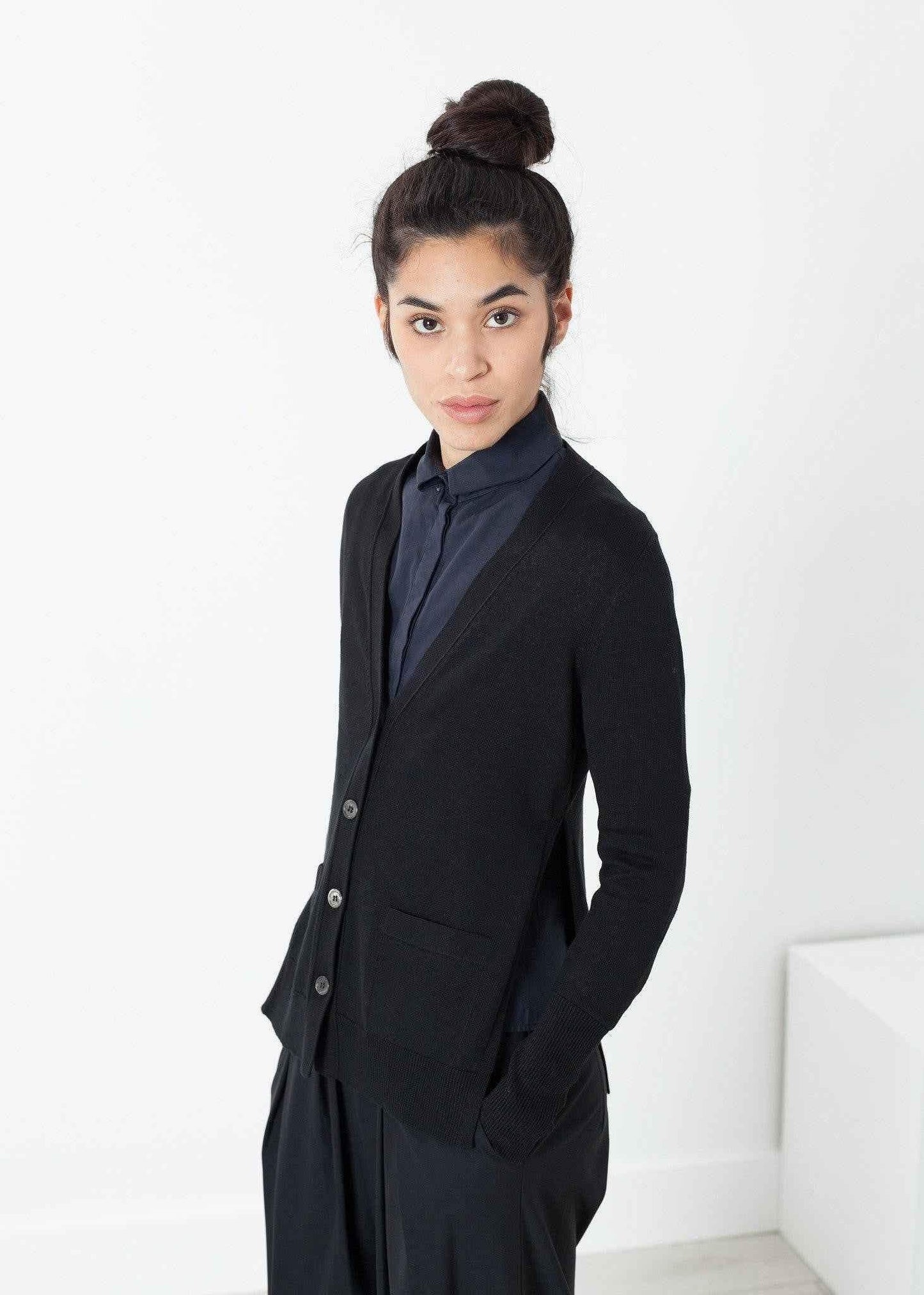 Square Cardigan in Black.