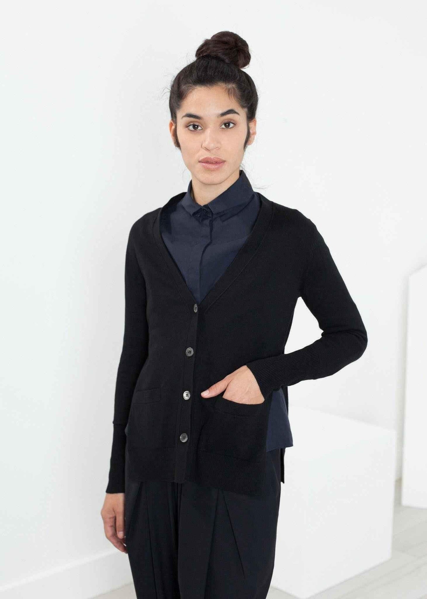 Square Cardigan in Black.