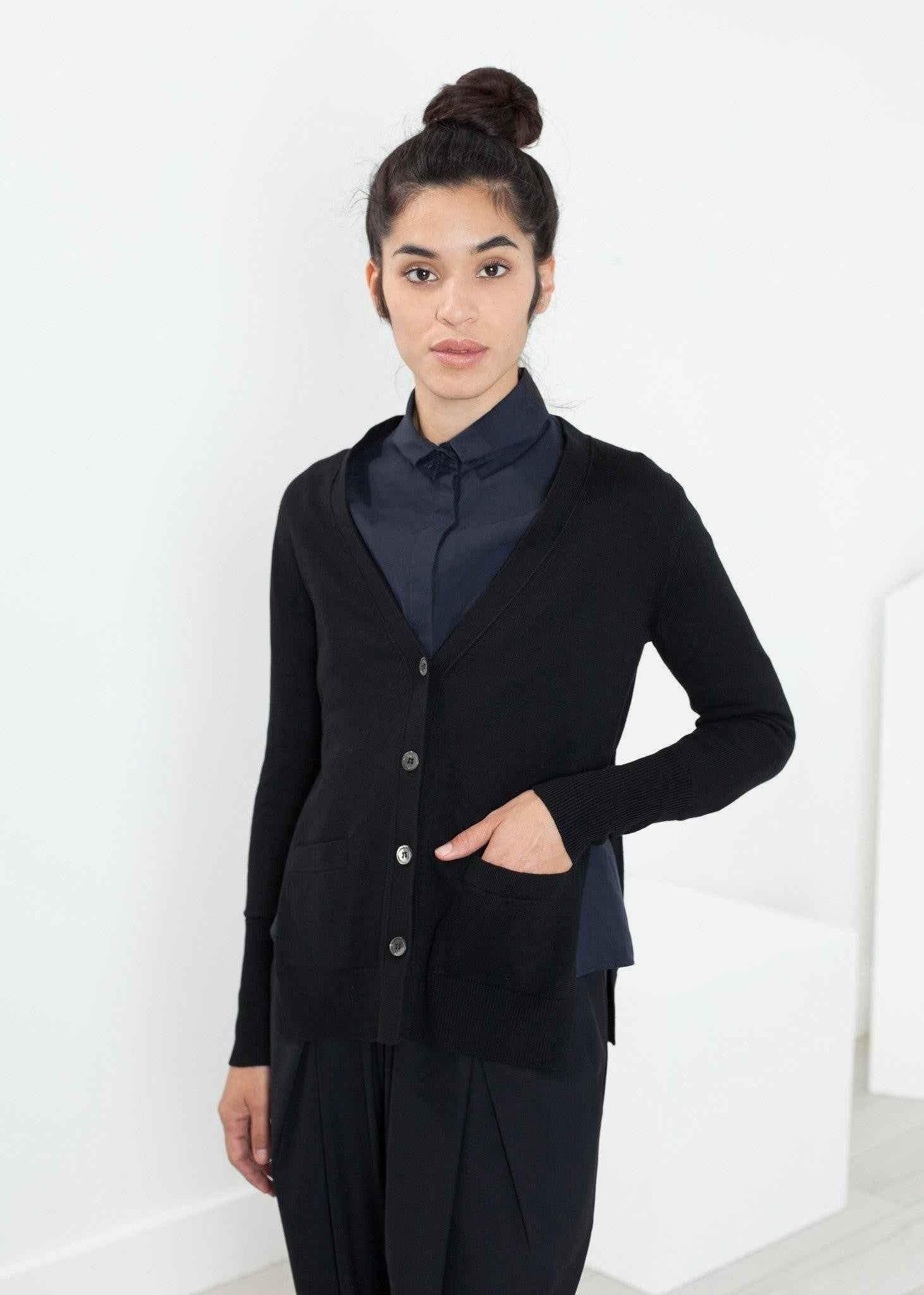 Square Cardigan in Black.