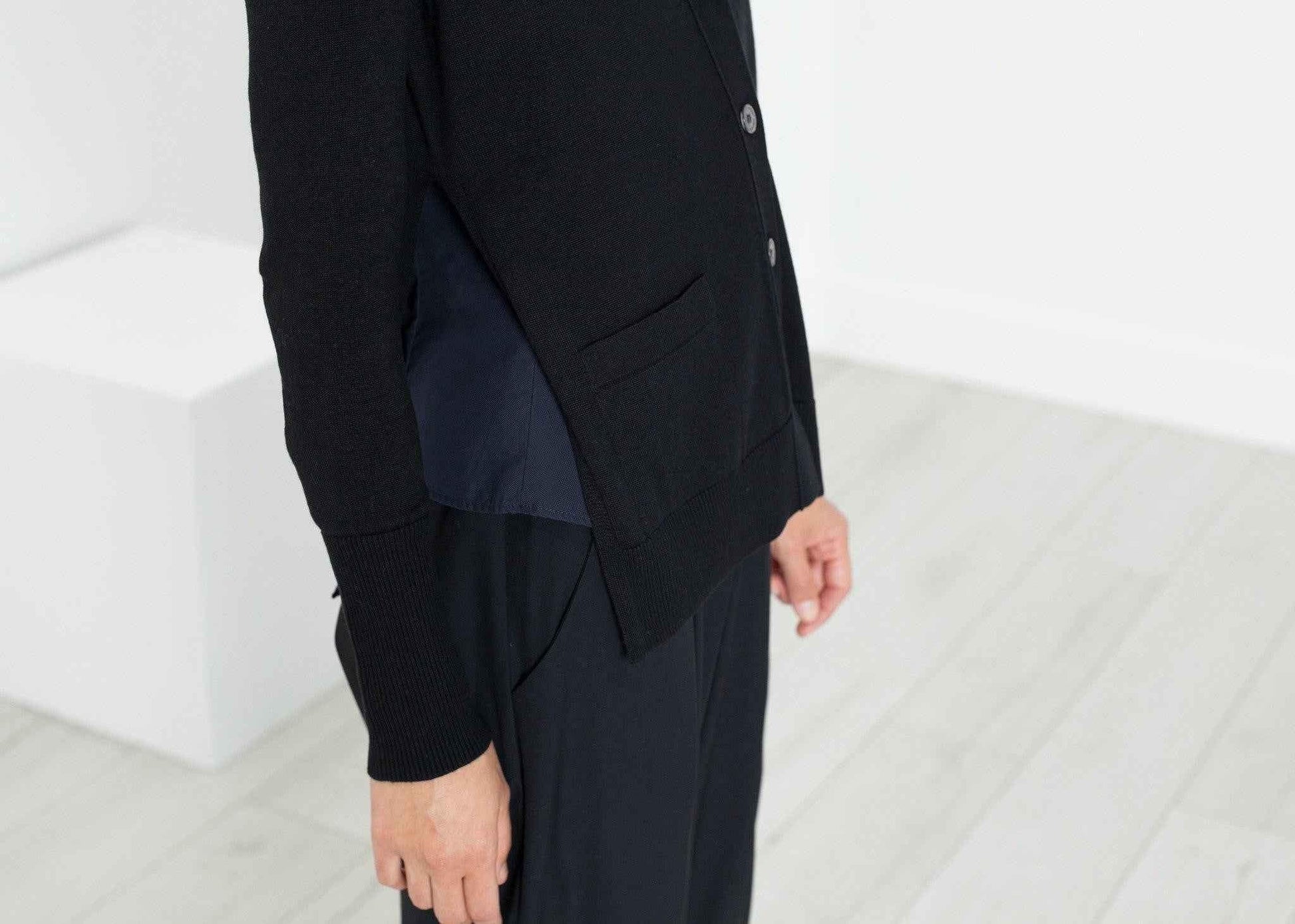 Square Cardigan in Black.