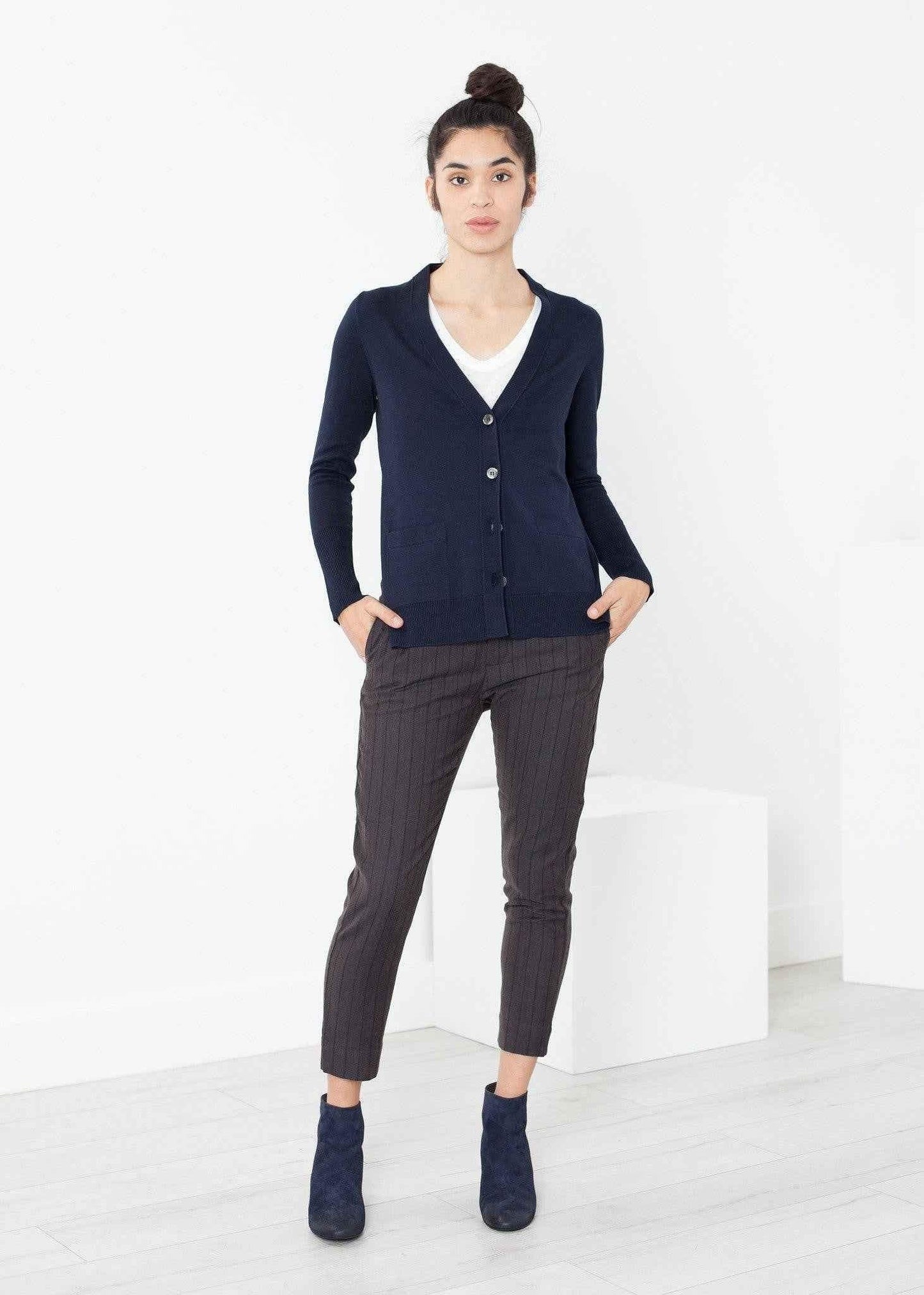 Square Cardigan in Navy.