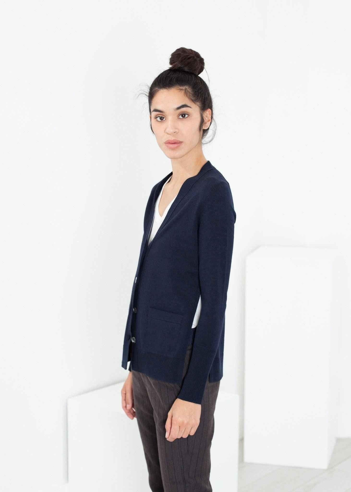 Square Cardigan in Navy.