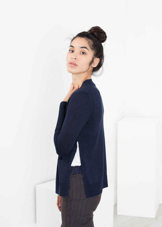 Square Cardigan in Navy.