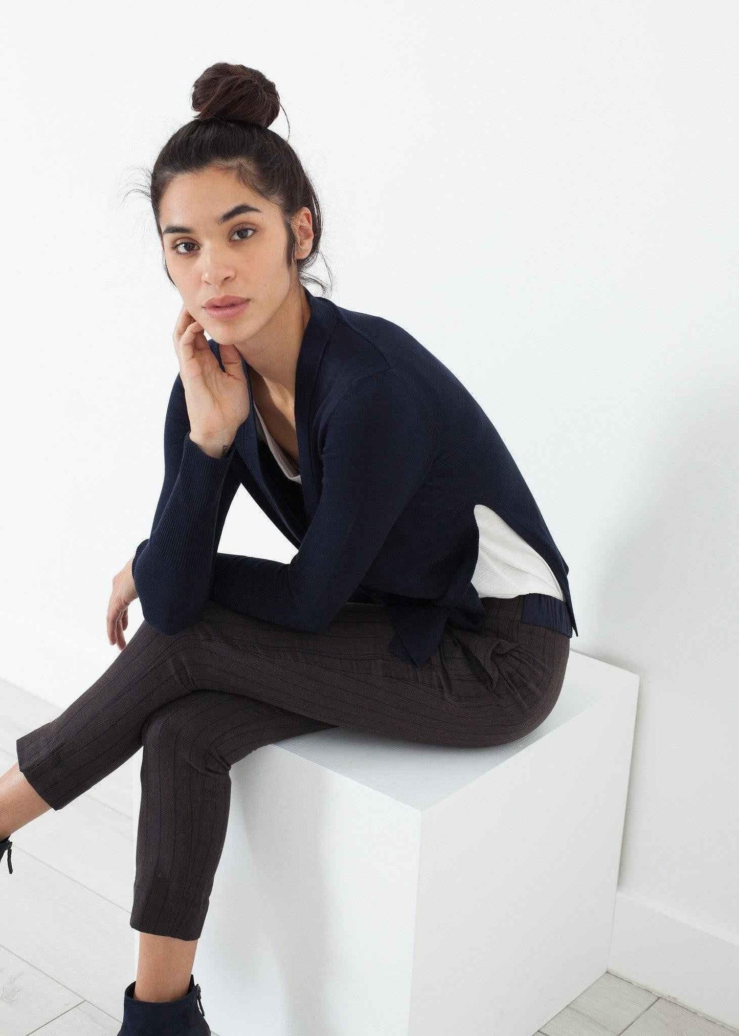Square Cardigan in Navy.