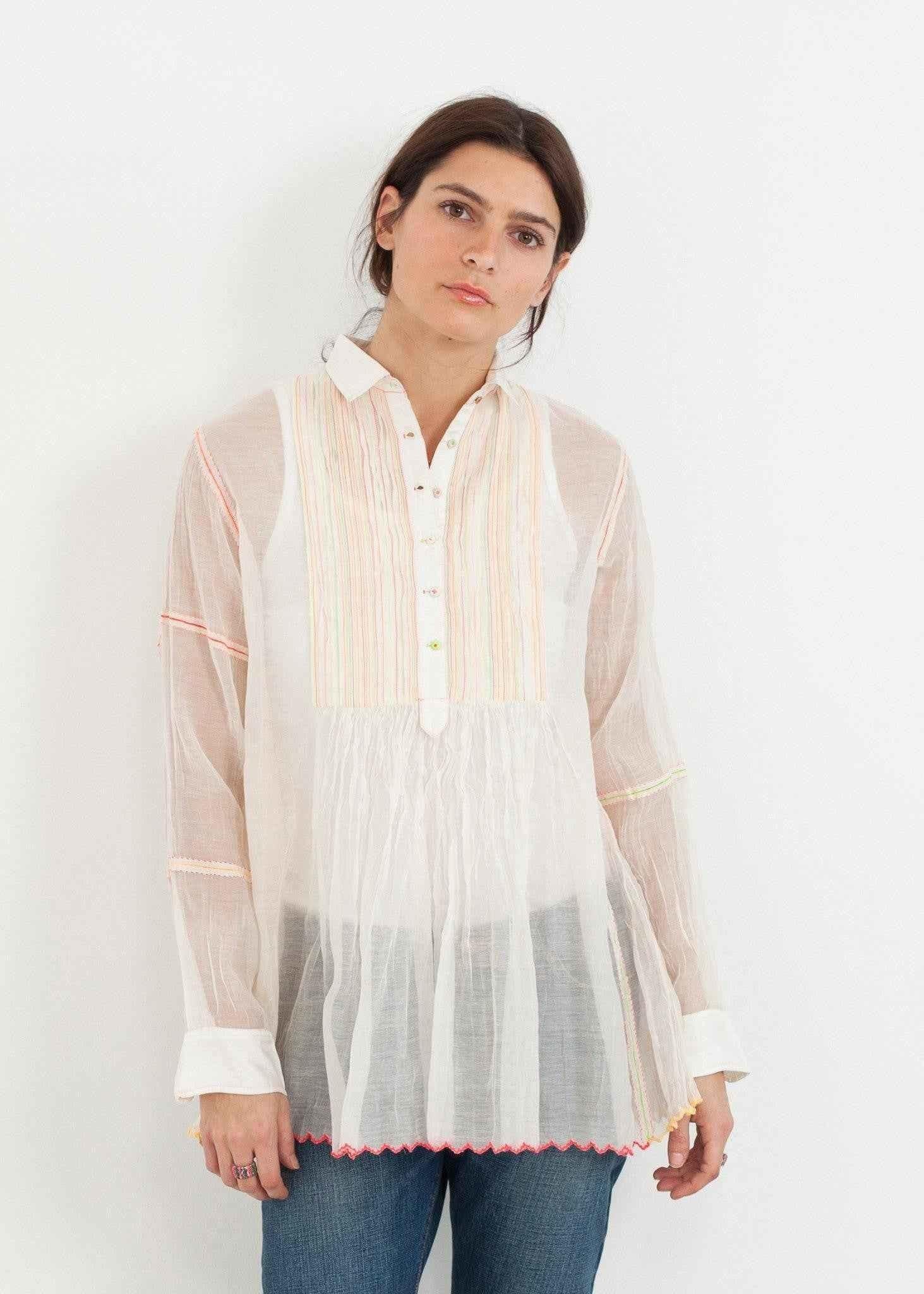 Sheer Rainbow Blouse in White.