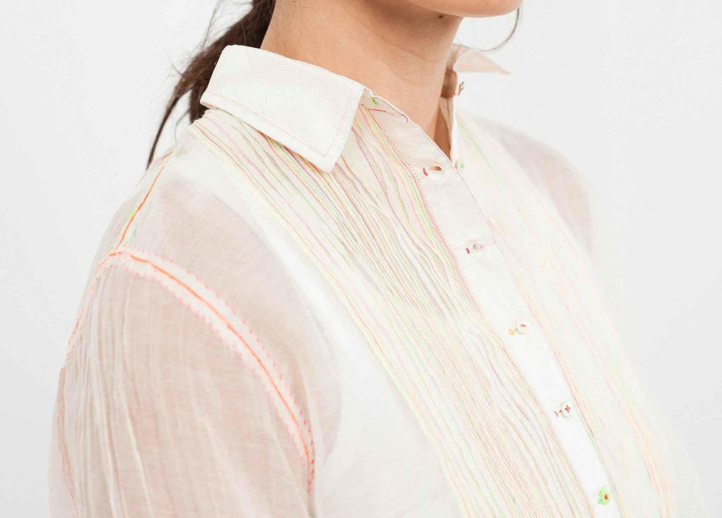 Sheer Rainbow Blouse in White.