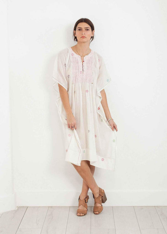 Floral Tent Dress in White.
