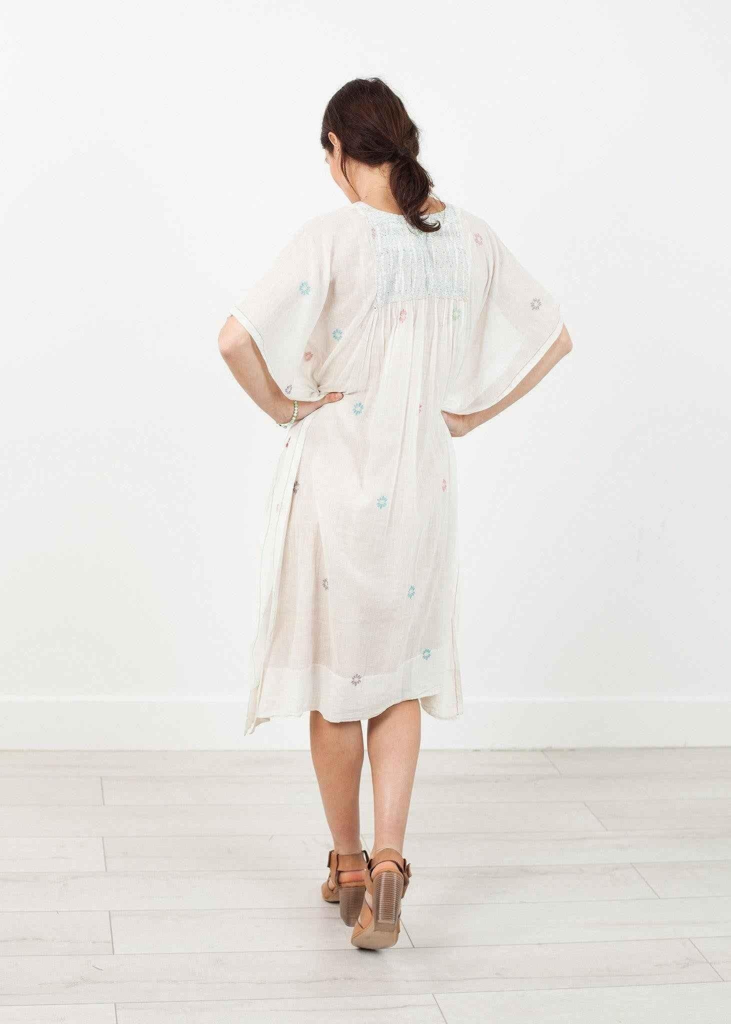 Floral Tent Dress in White.