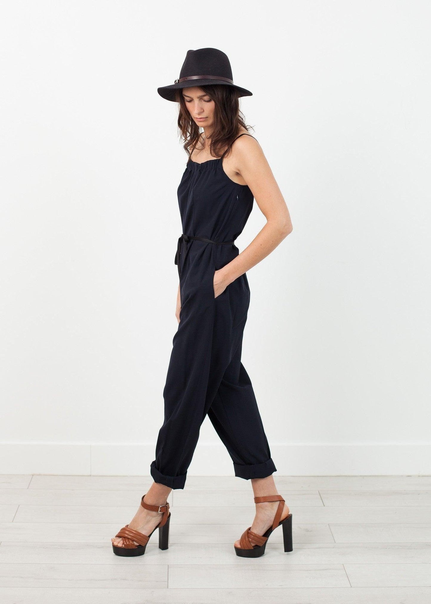 Sleeveless Jumpsuit in Navy.