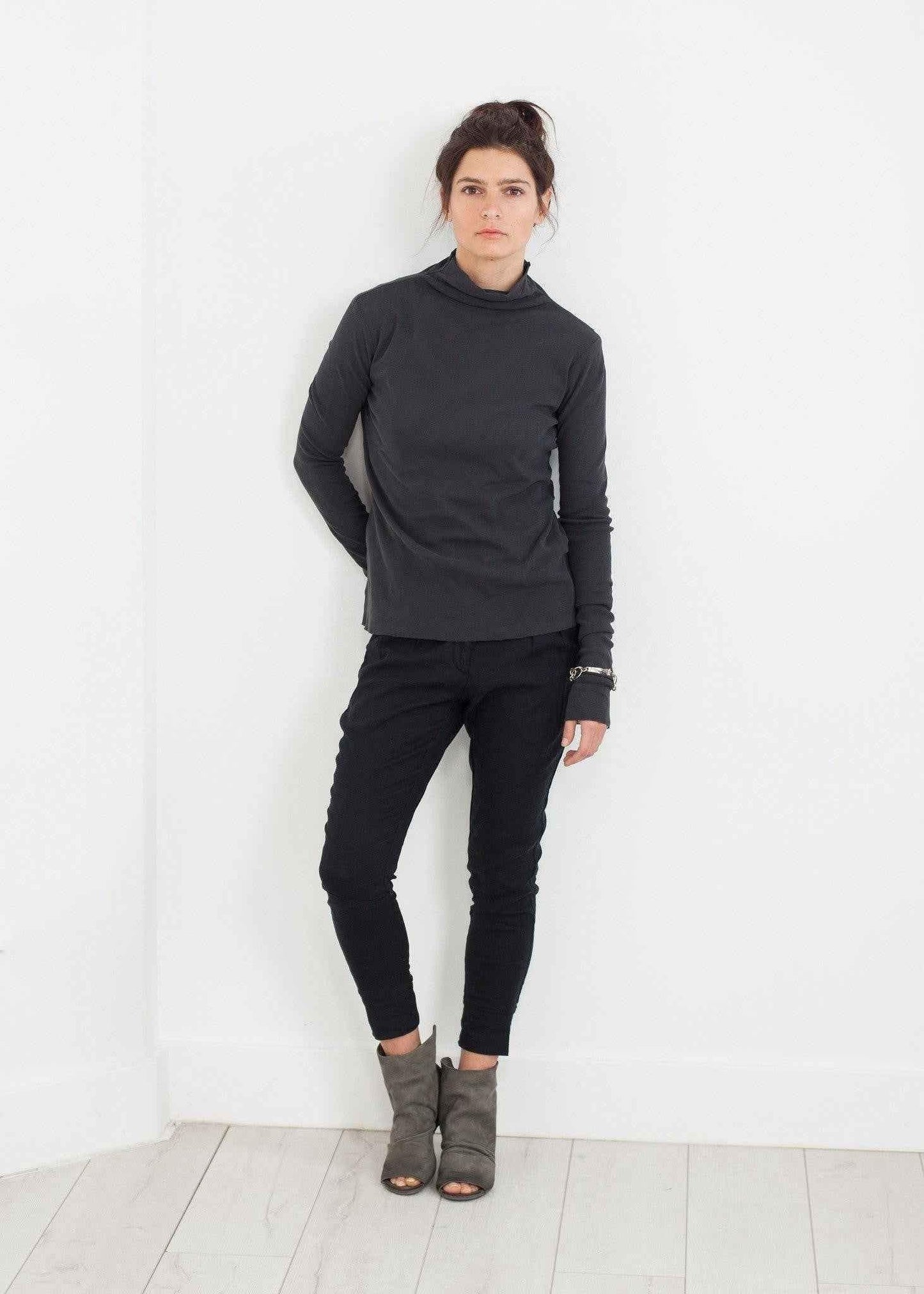 Cotton Long Tee in Ink.