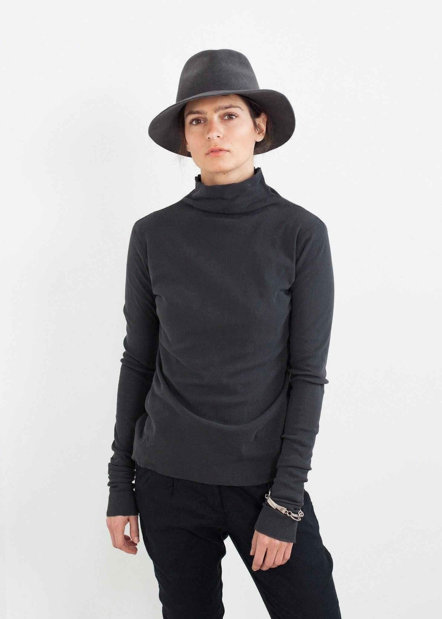 Cotton Long Tee in Ink.