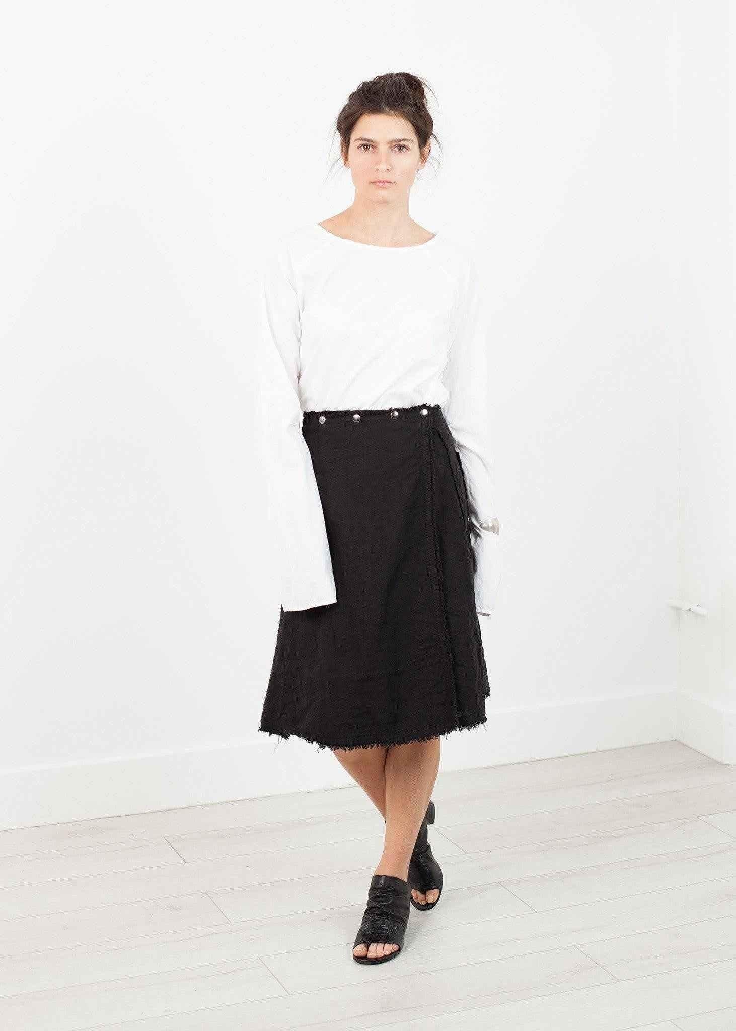 Wrap Snap Skirt in Black.