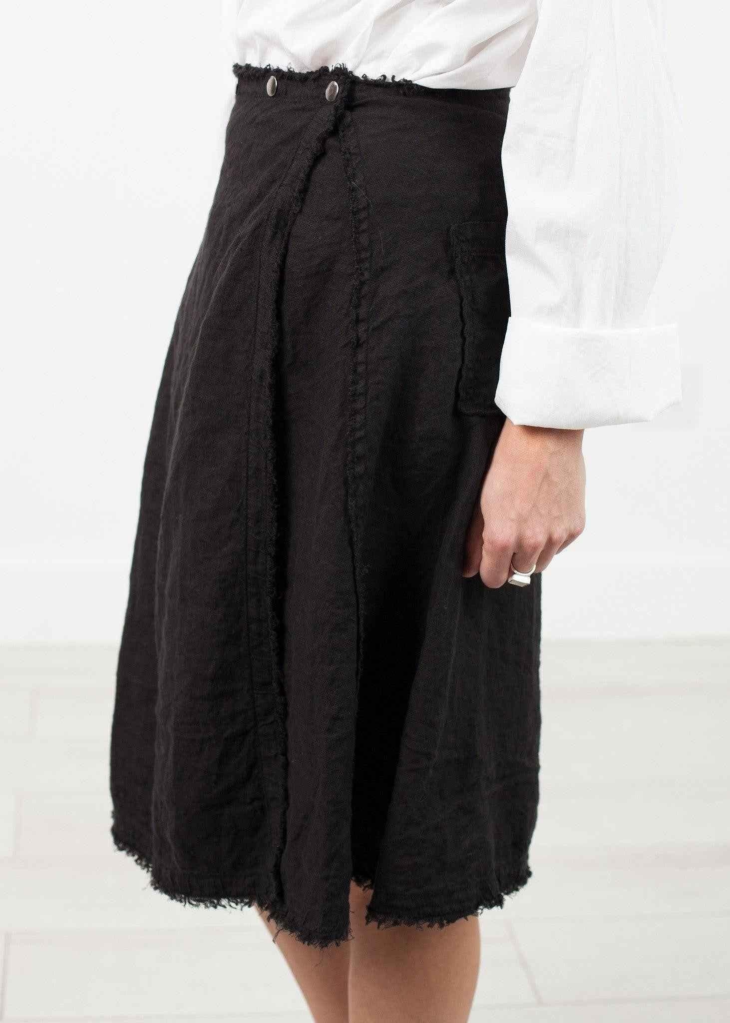 Wrap Snap Skirt in Black.