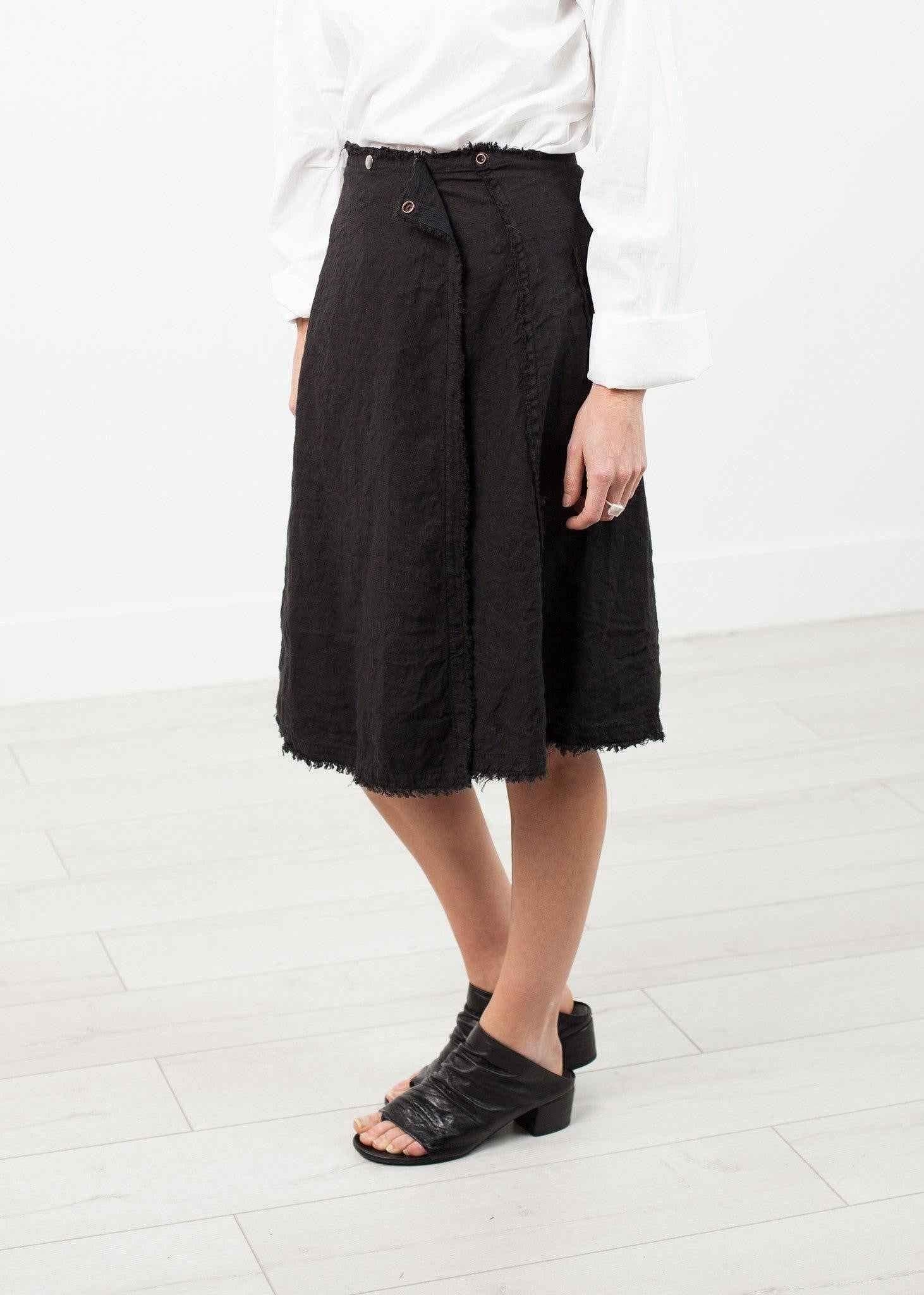 Wrap Snap Skirt in Black.