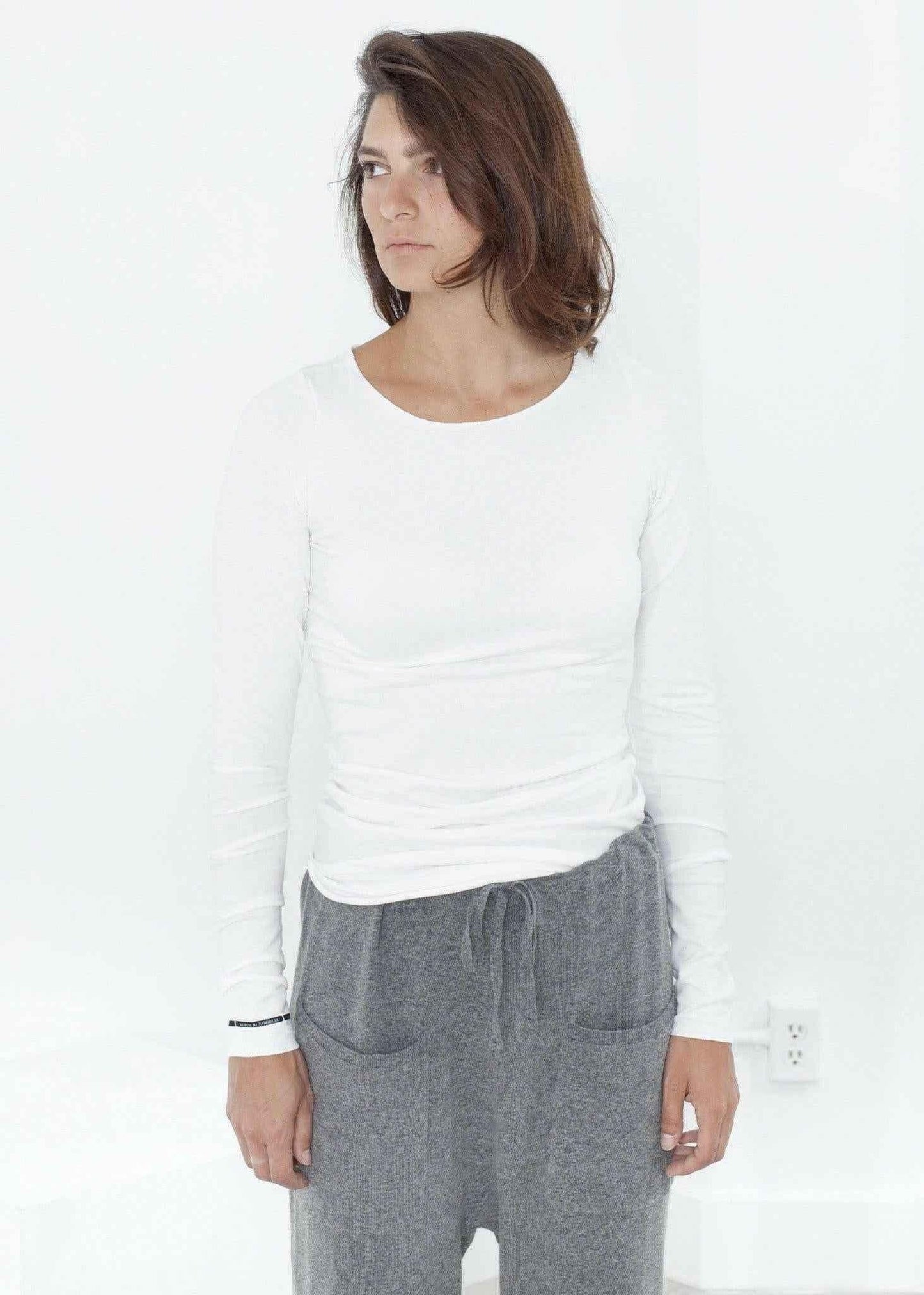 Stretch Tee in Milk.