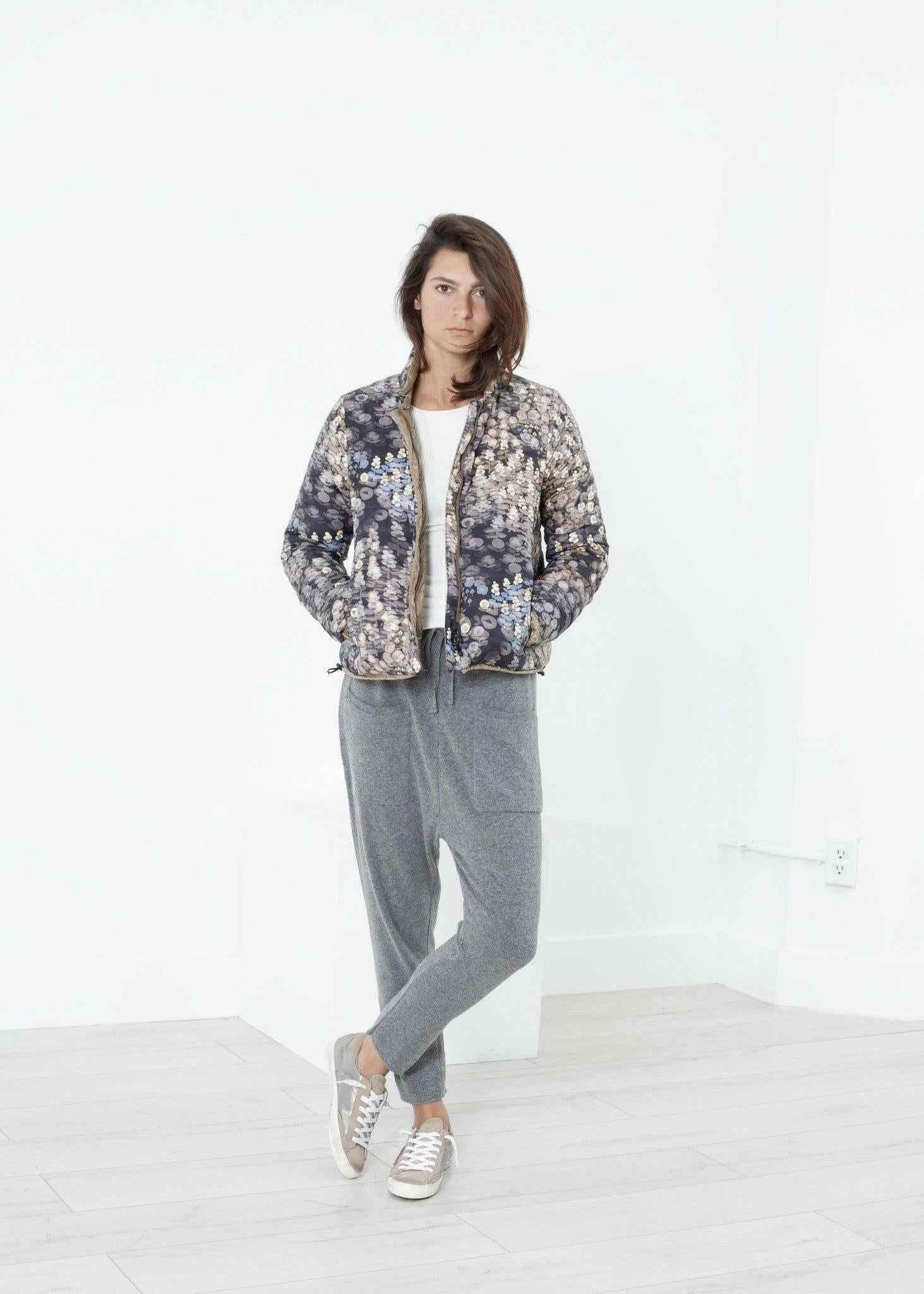 Deione Coat in Graphite Floral.