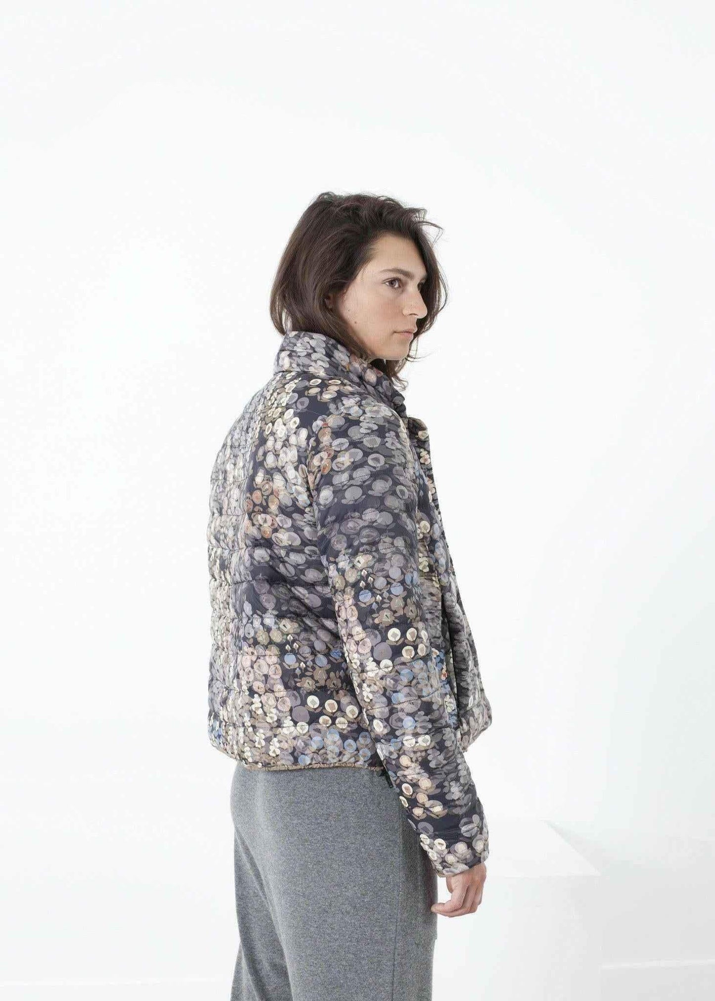 Deione Coat in Graphite Floral.