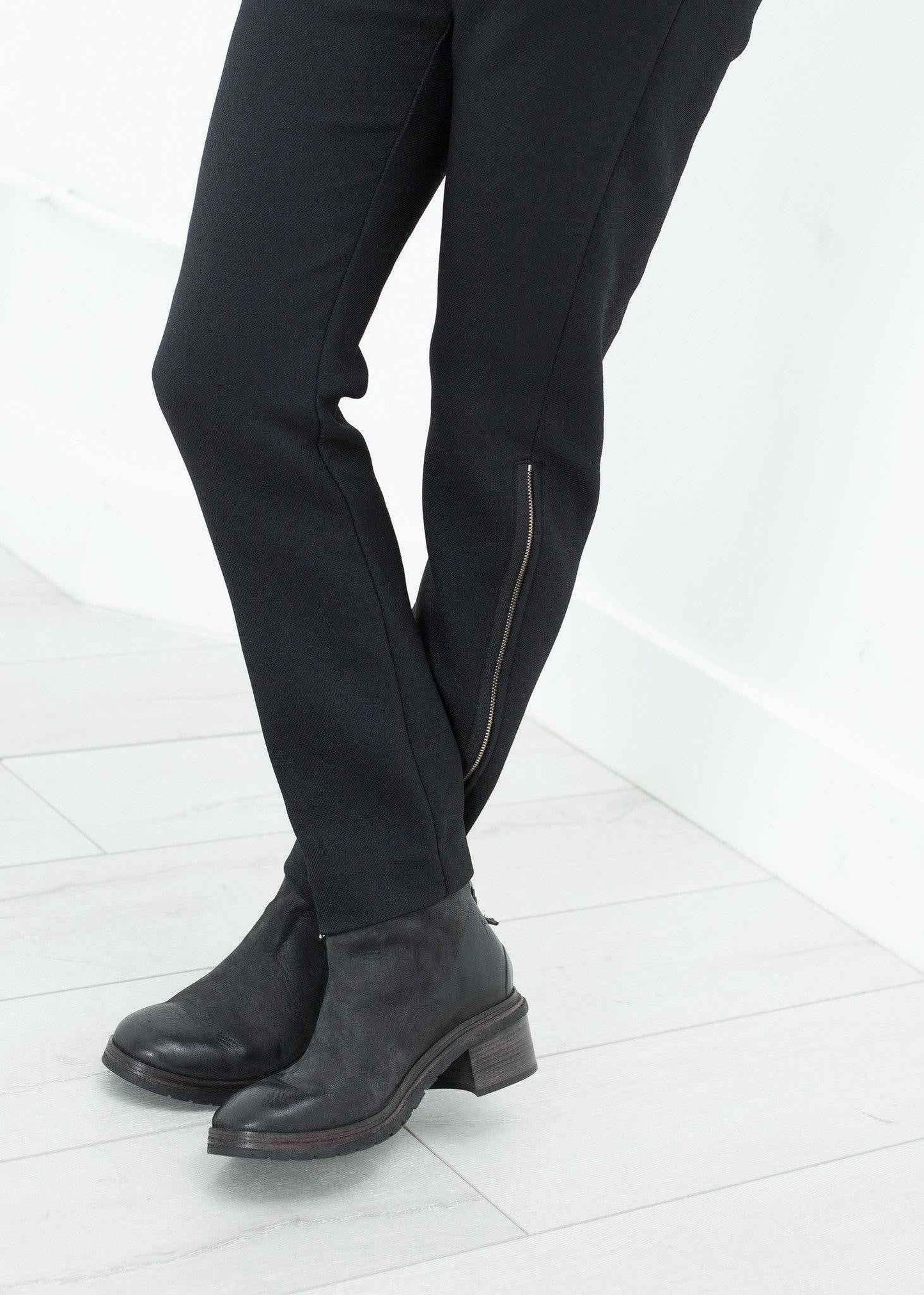 Side Zip Slim Pant in Black.