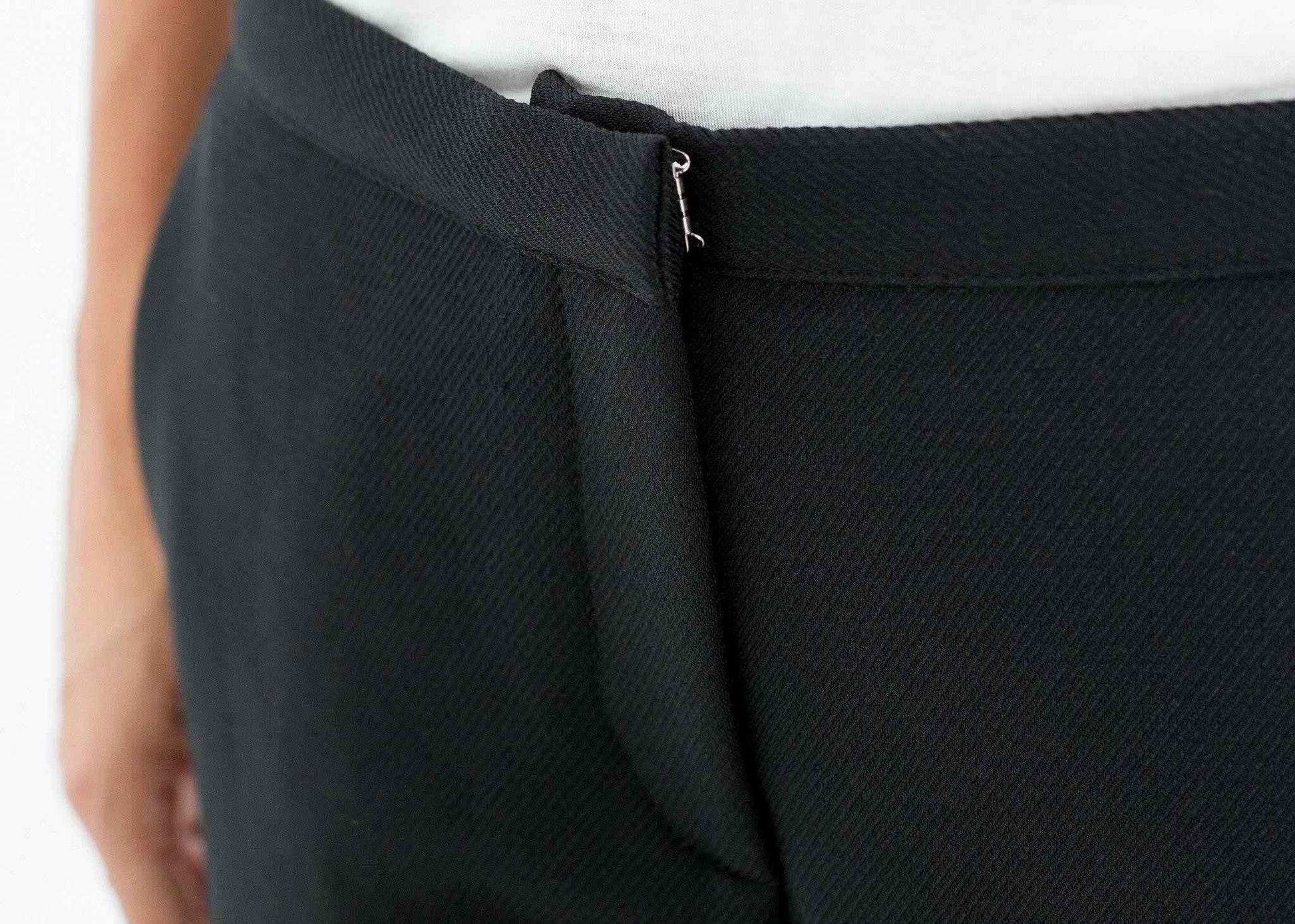 Side Zip Slim Pant in Black.
