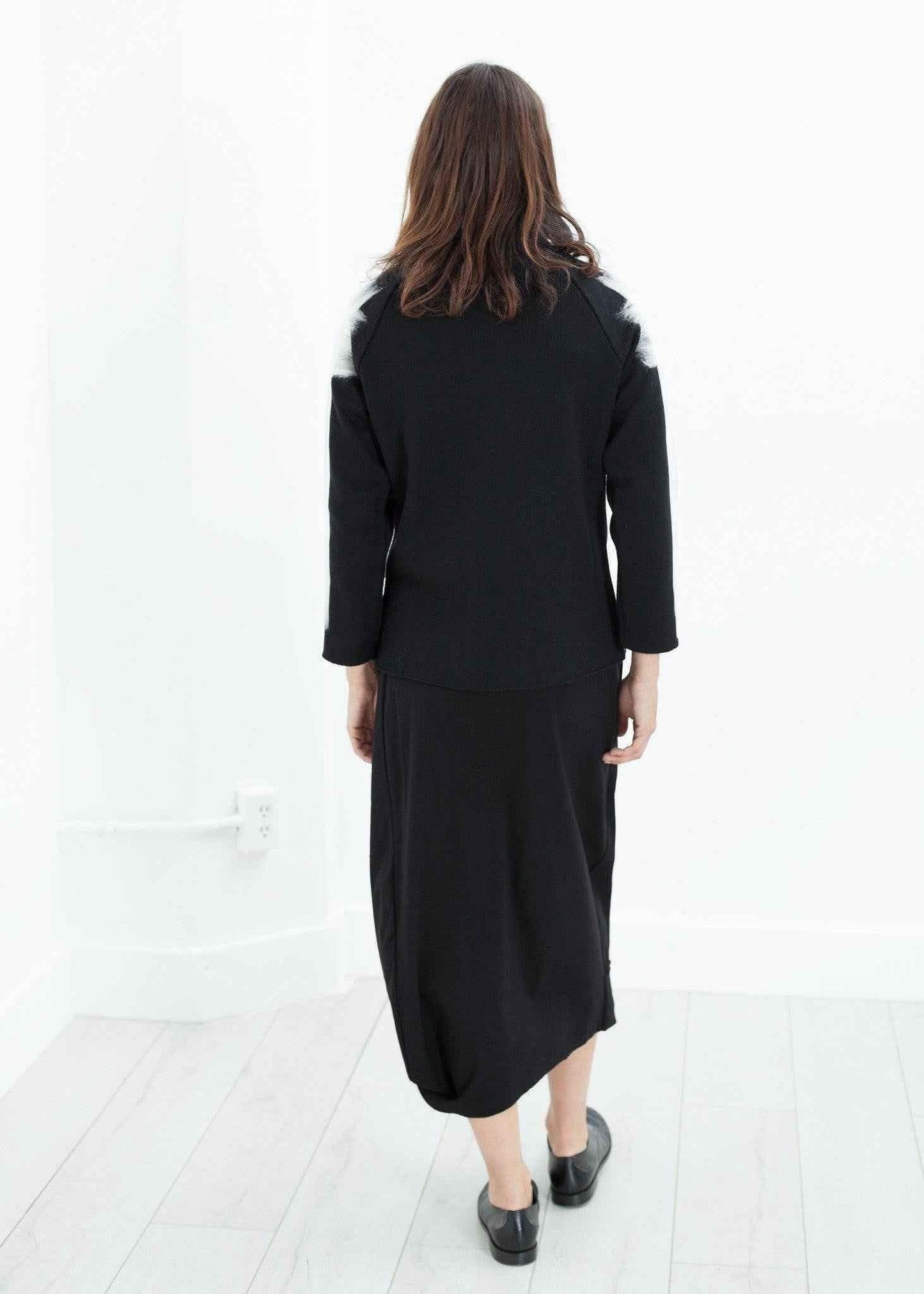 Contrast Felted Sweater in Black.