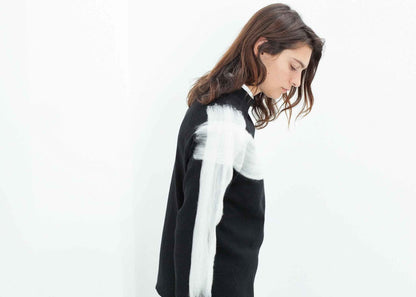 Contrast Felted Sweater in Black.