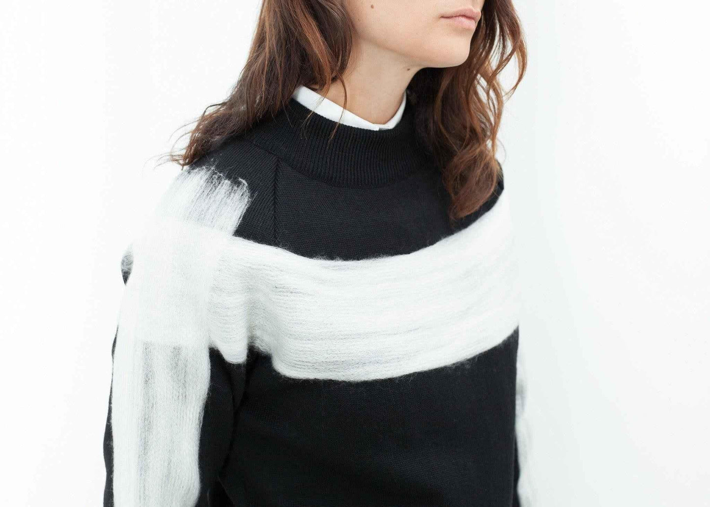 Contrast Felted Sweater in Black.