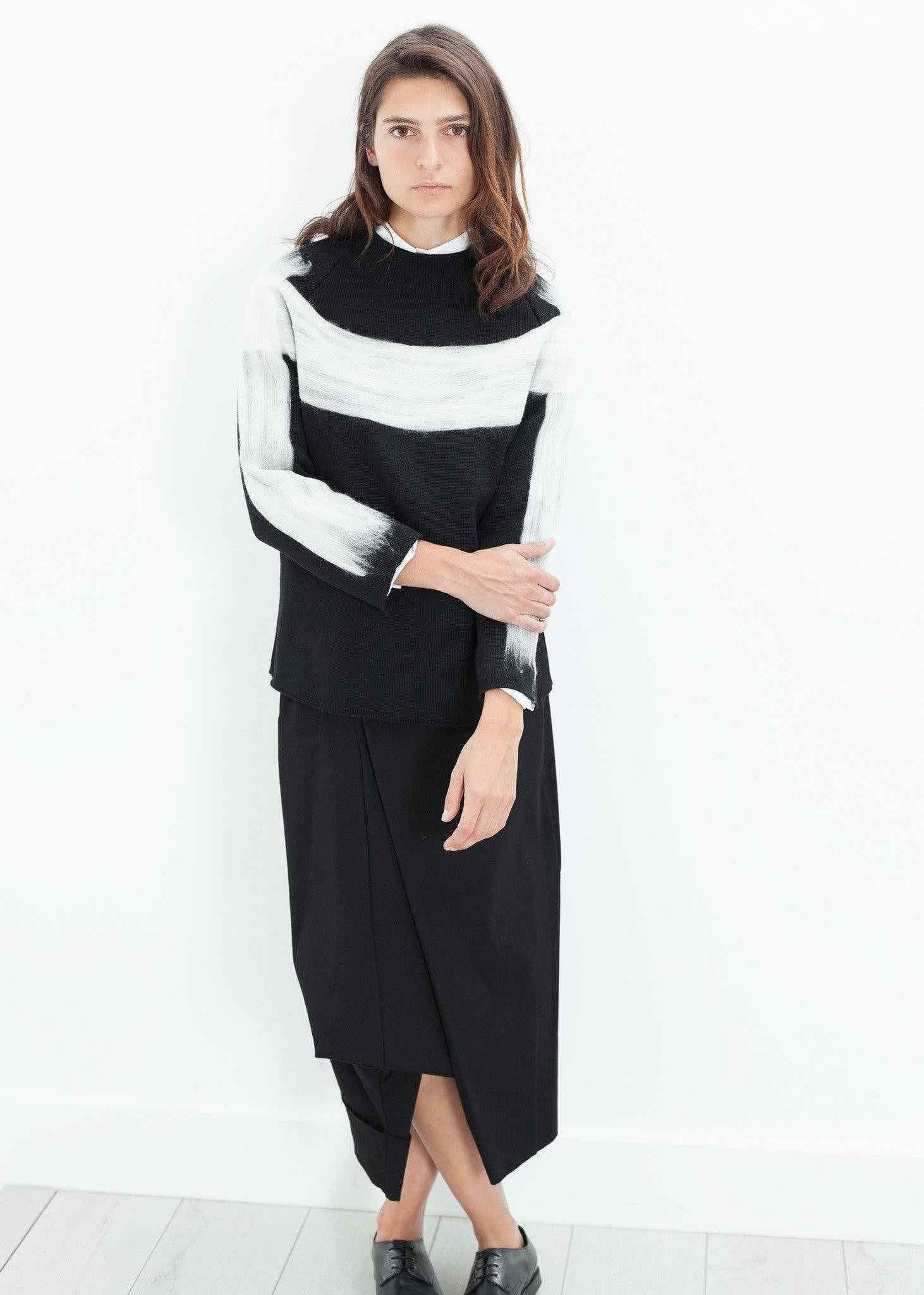 Contrast Felted Sweater in Black.