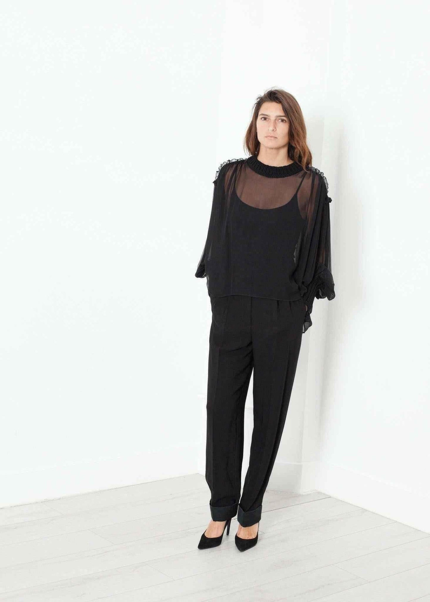 Poet Silk Sweater in Black.
