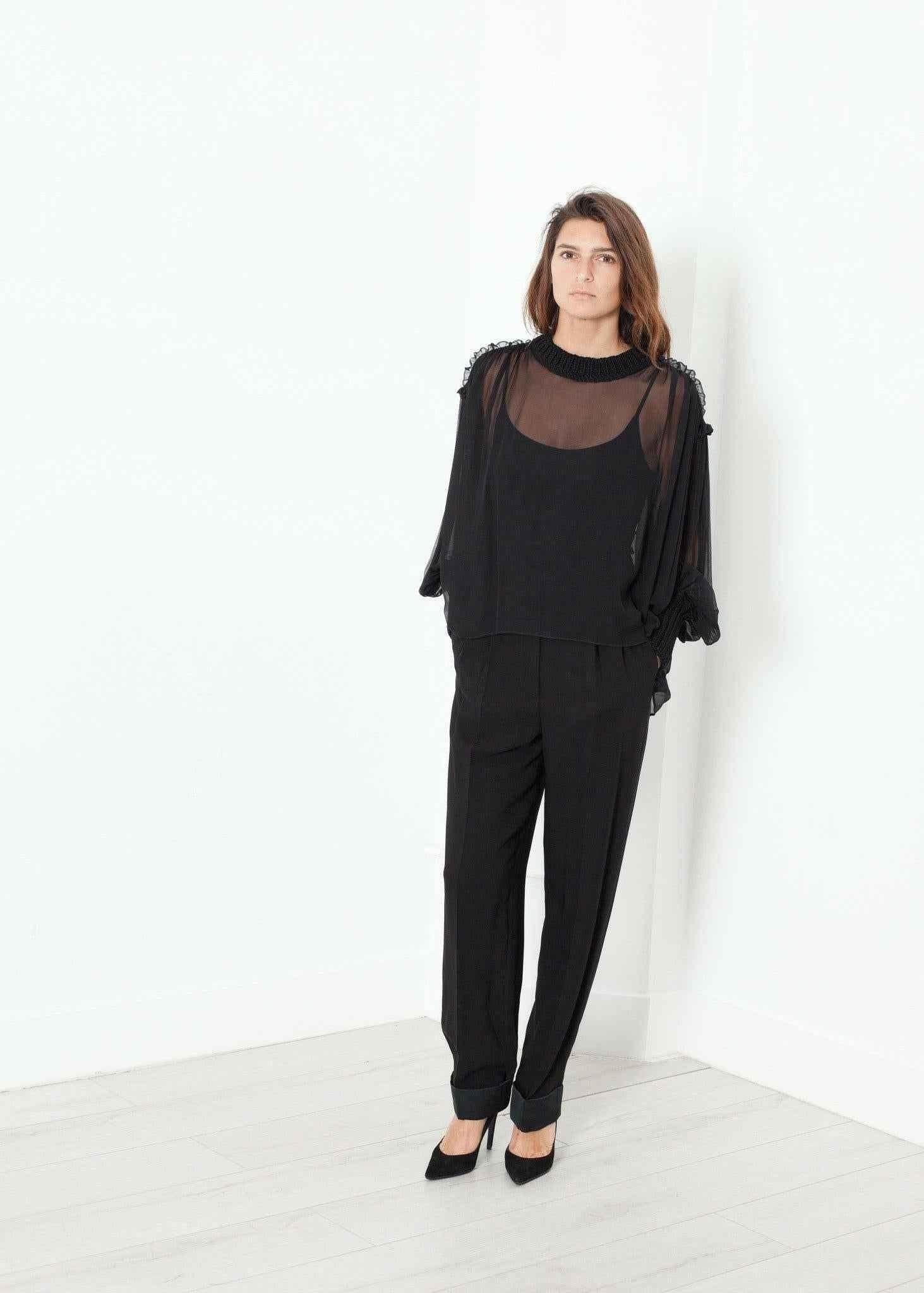 Poet Silk Sweater in Black.