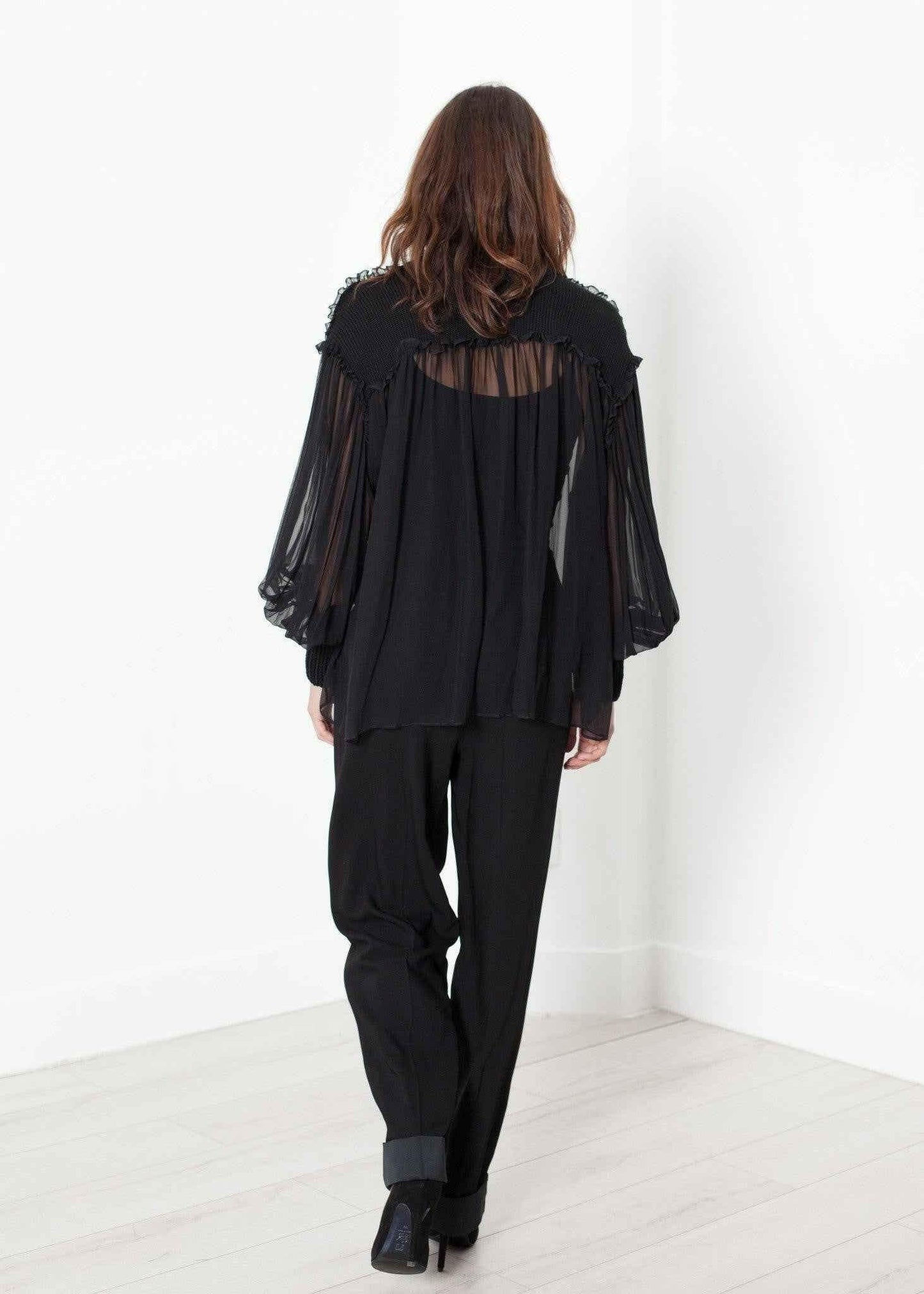 Poet Silk Sweater in Black.