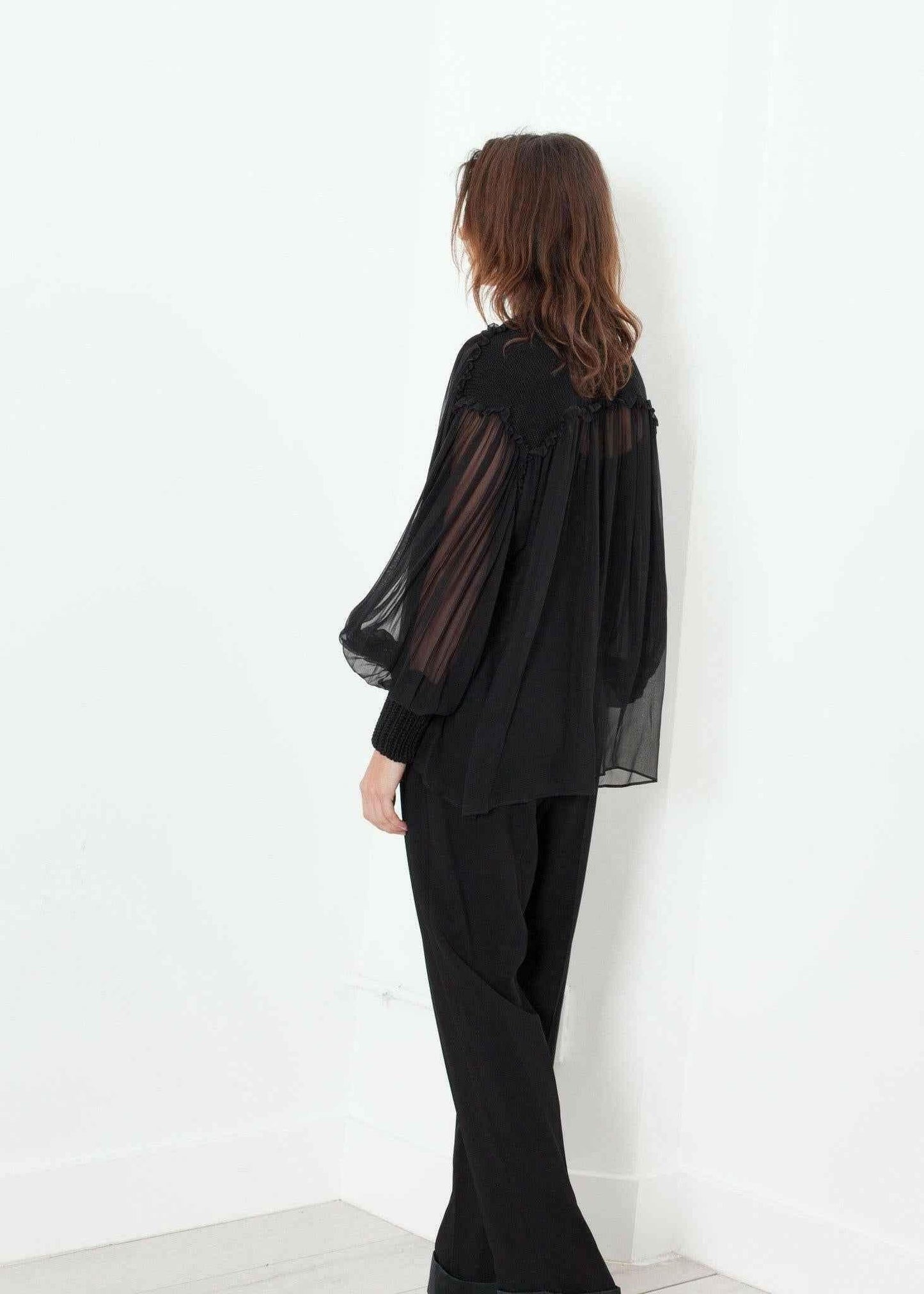 Poet Silk Sweater in Black.