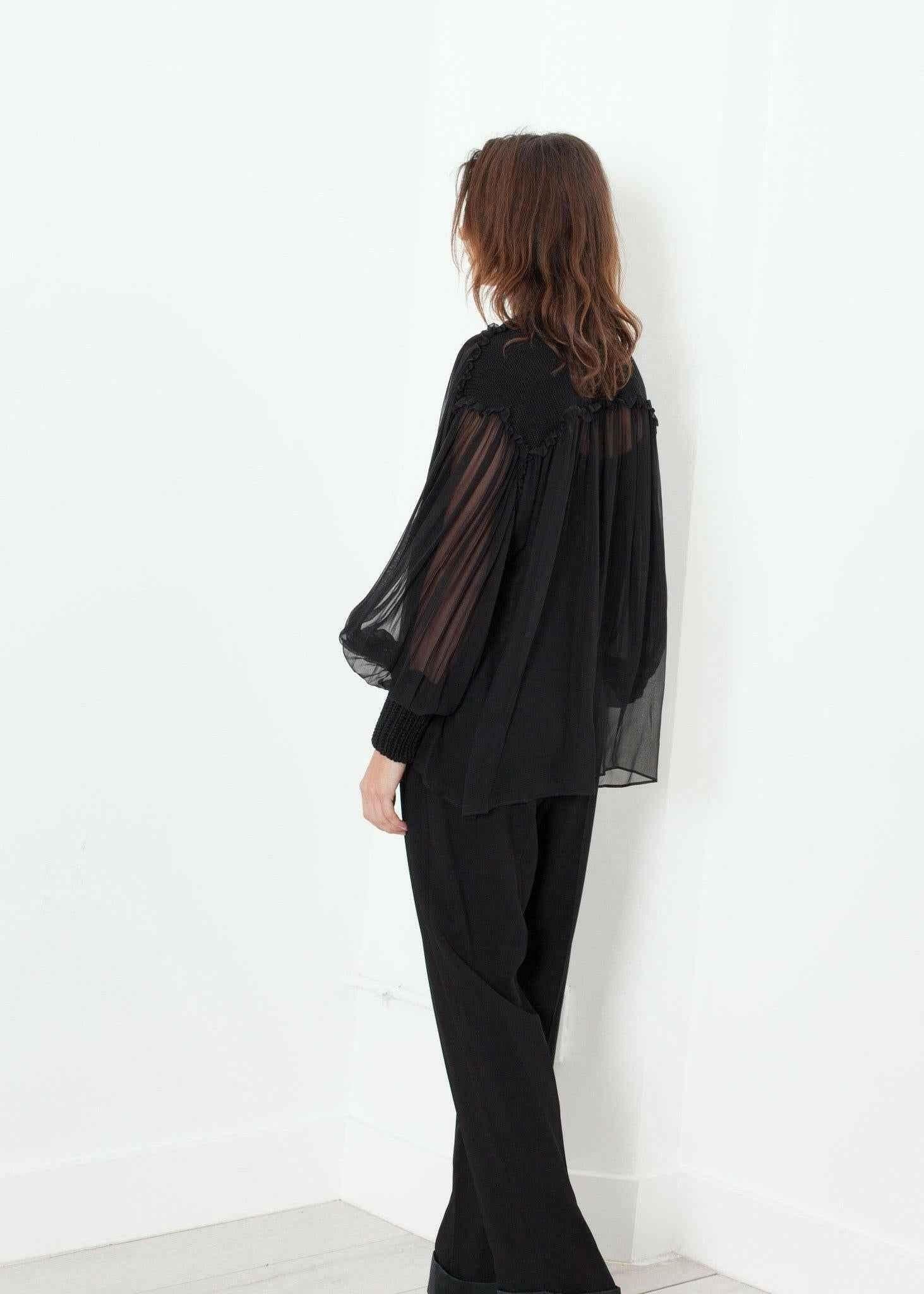 Poet Silk Sweater in Black.