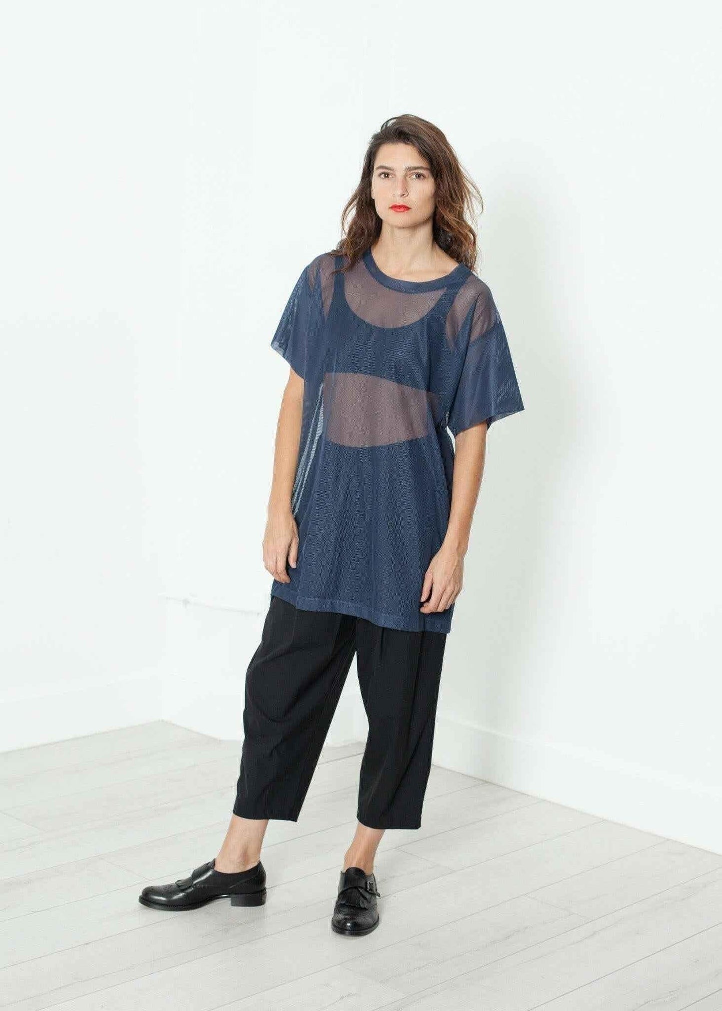 Mesh Over Dress in Navy.