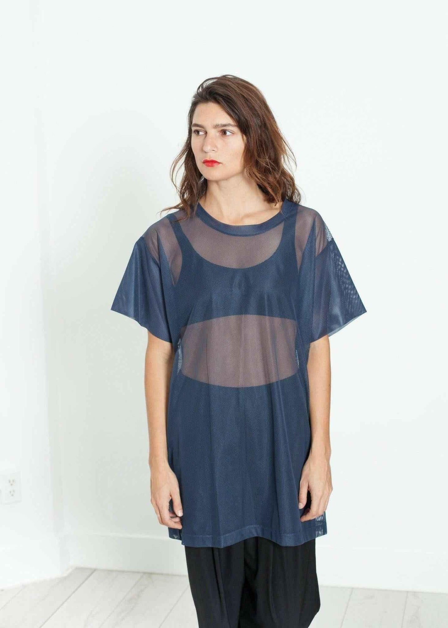 Mesh Over Tee in Navy.