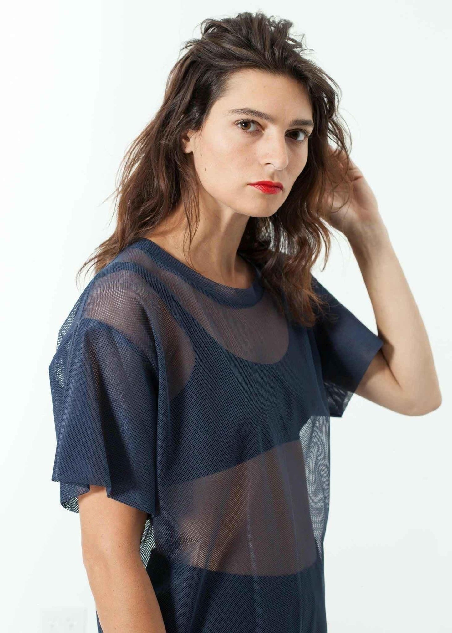Mesh Over Dress in Navy.