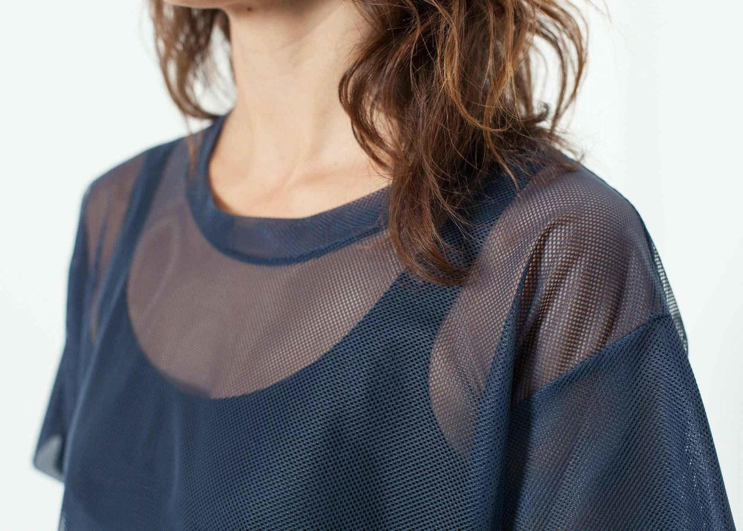 Mesh Over Dress in Navy.