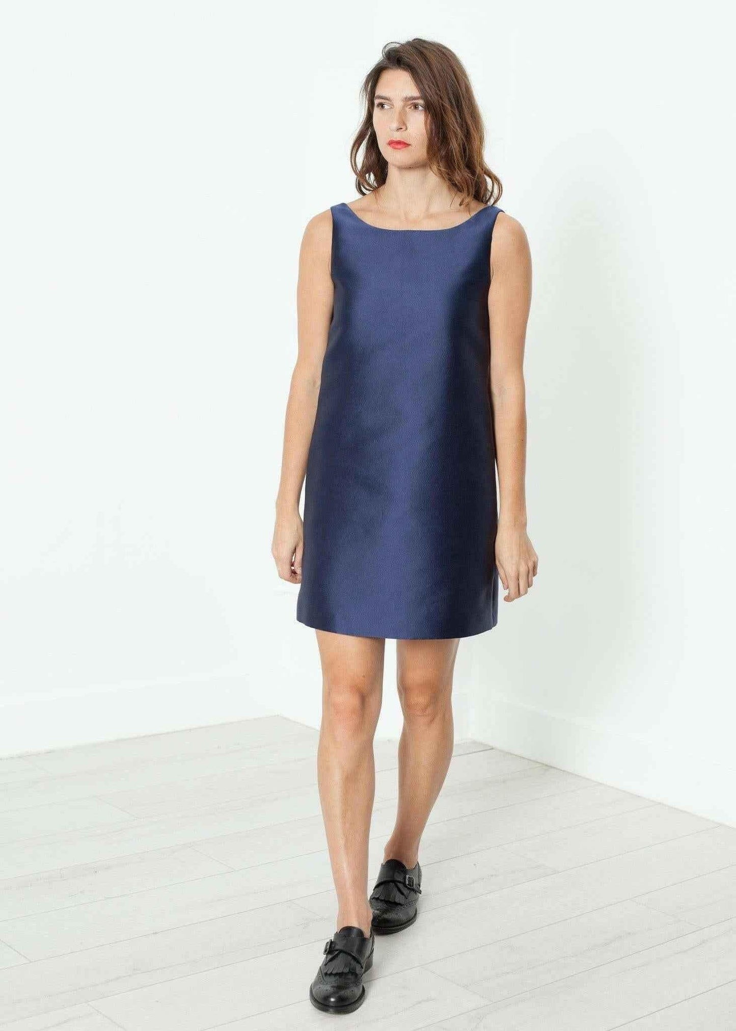 A-Line Mini Dress in Blue.